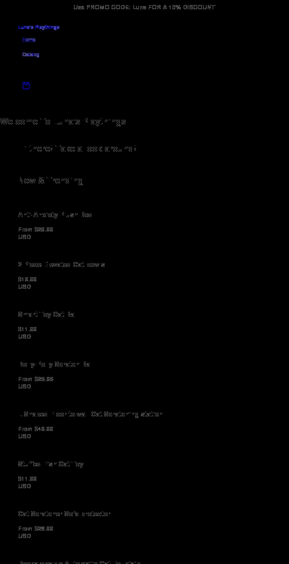 lunasplaythings.com shopify website screenshot