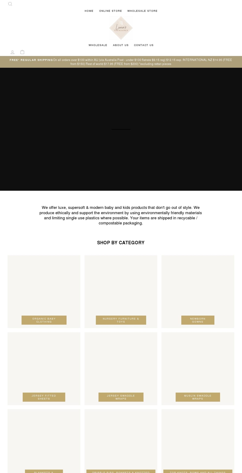 lunastreasures.com.au shopify website screenshot