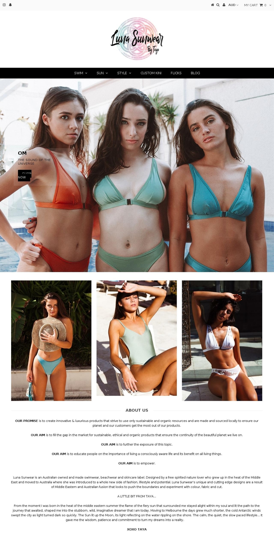 lunasunwear.com — Shopify storefront screenshot