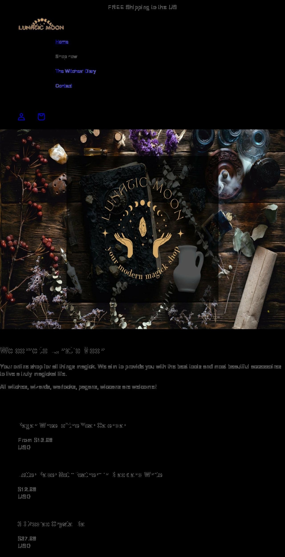 lunatic-moon.com shopify website screenshot