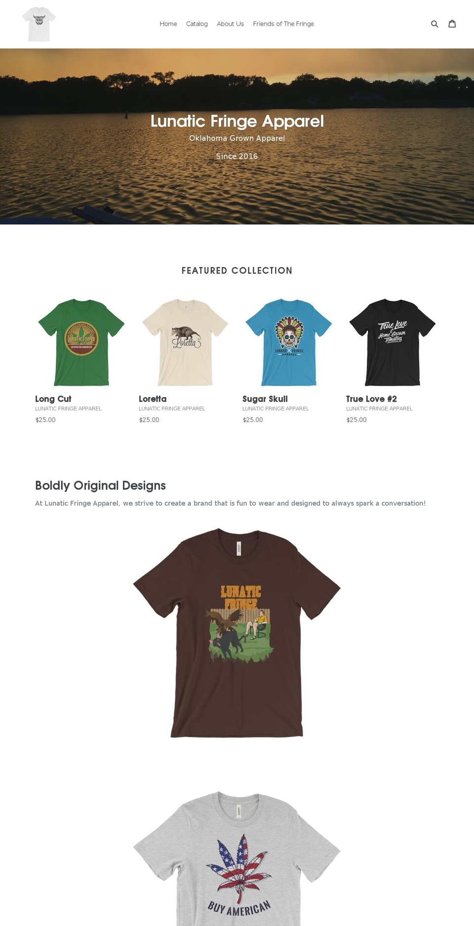 lunaticfringeapparel.com — Shopify storefront screenshot