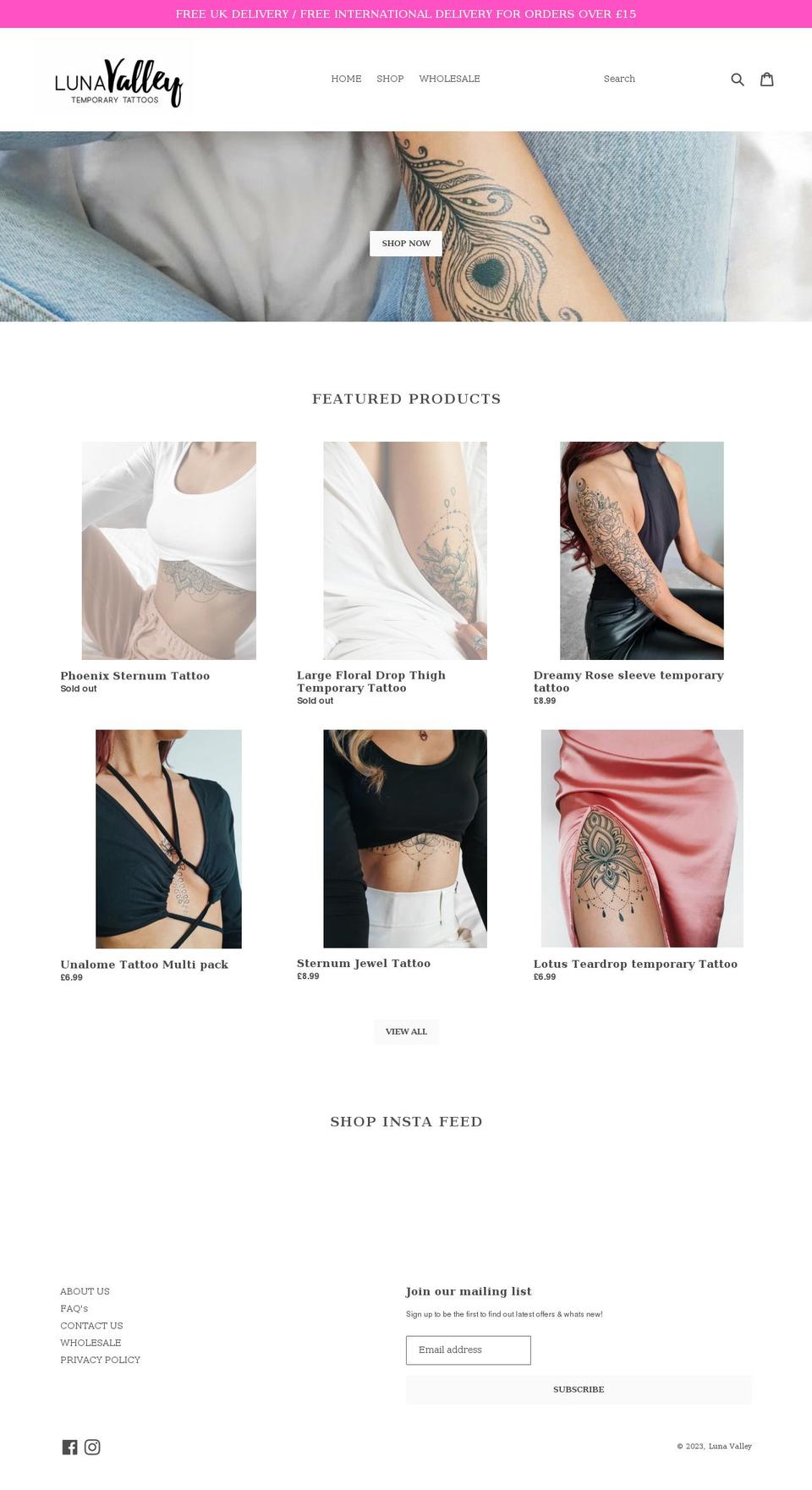 lunavalley.co.uk shopify website screenshot