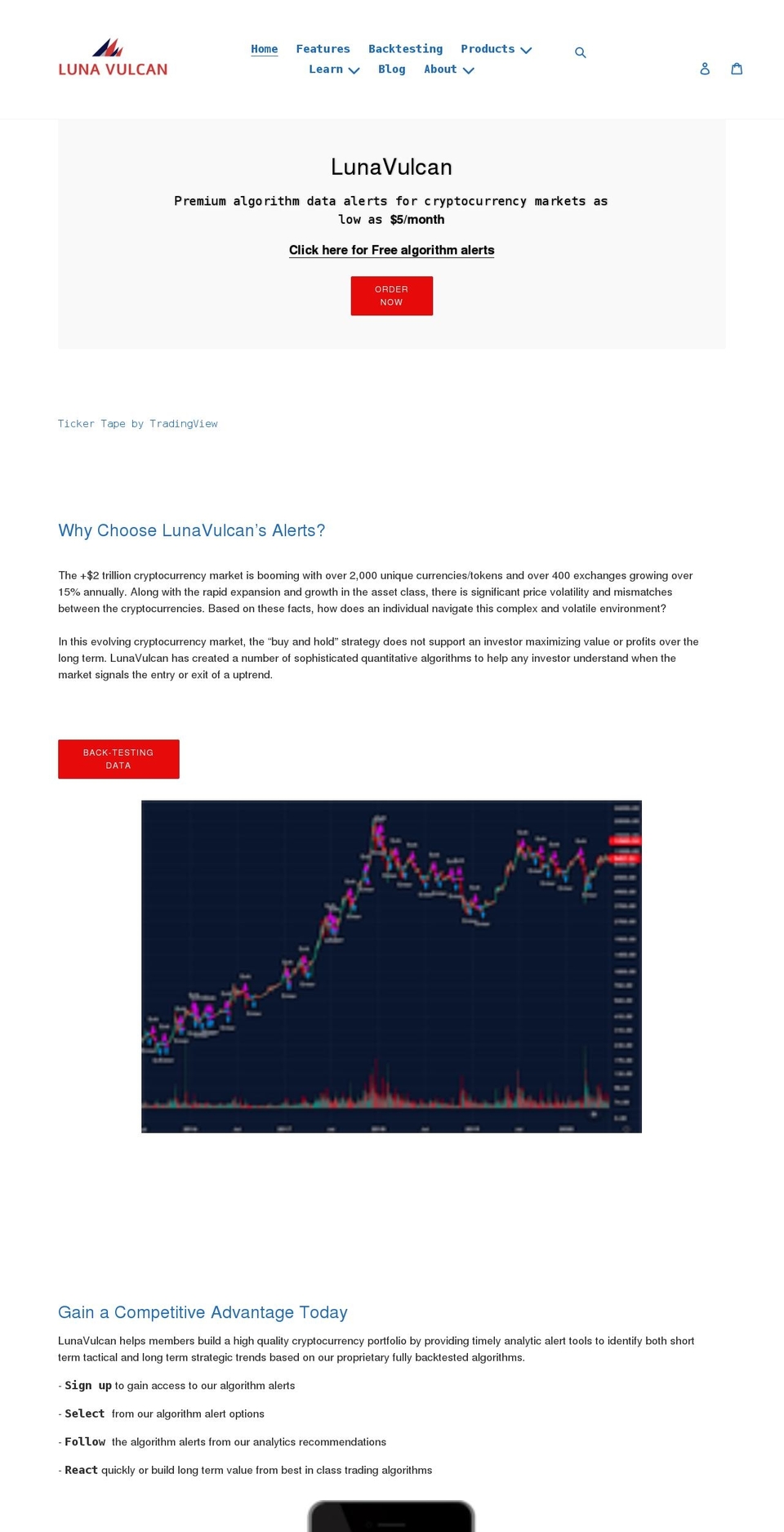 lunavulcan.com shopify website screenshot