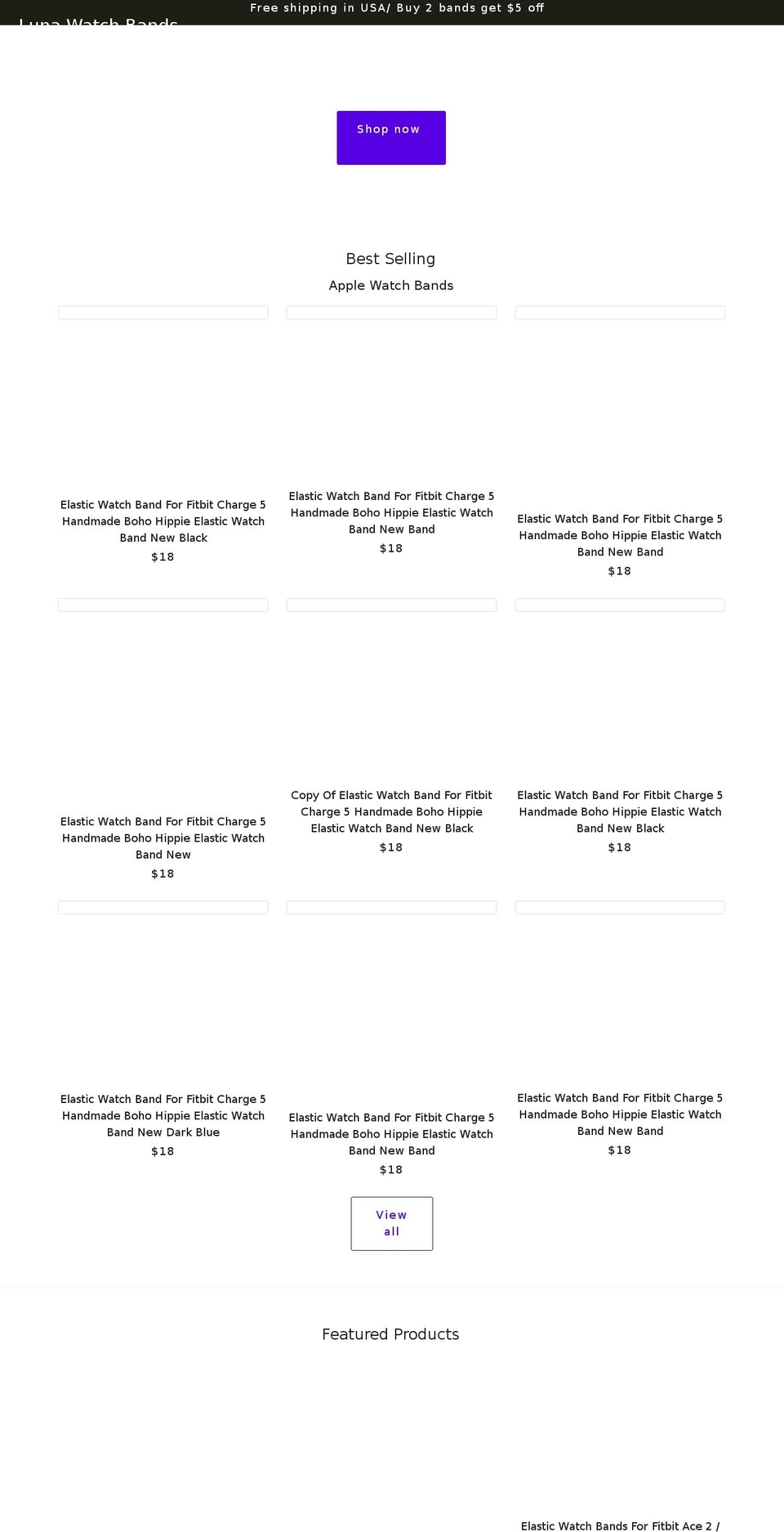 lunawatchbands.com shopify website screenshot