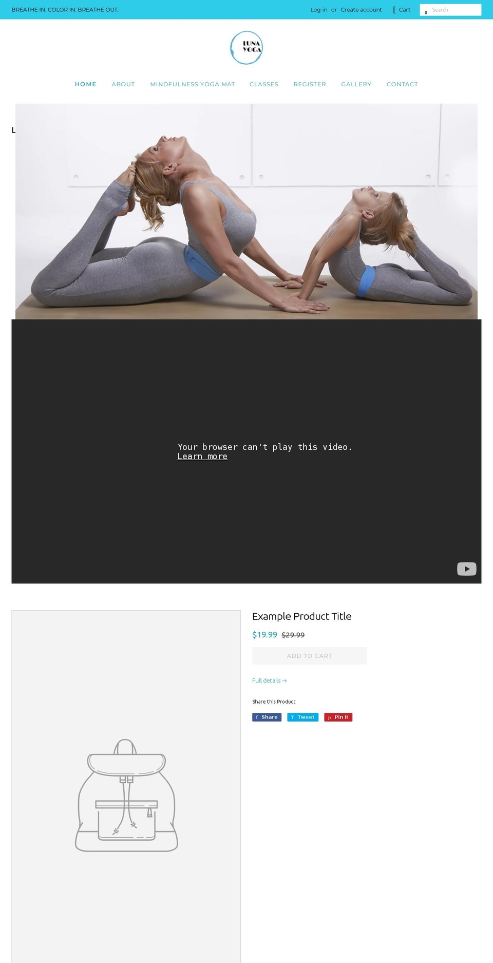 lunayogakids.com shopify website screenshot