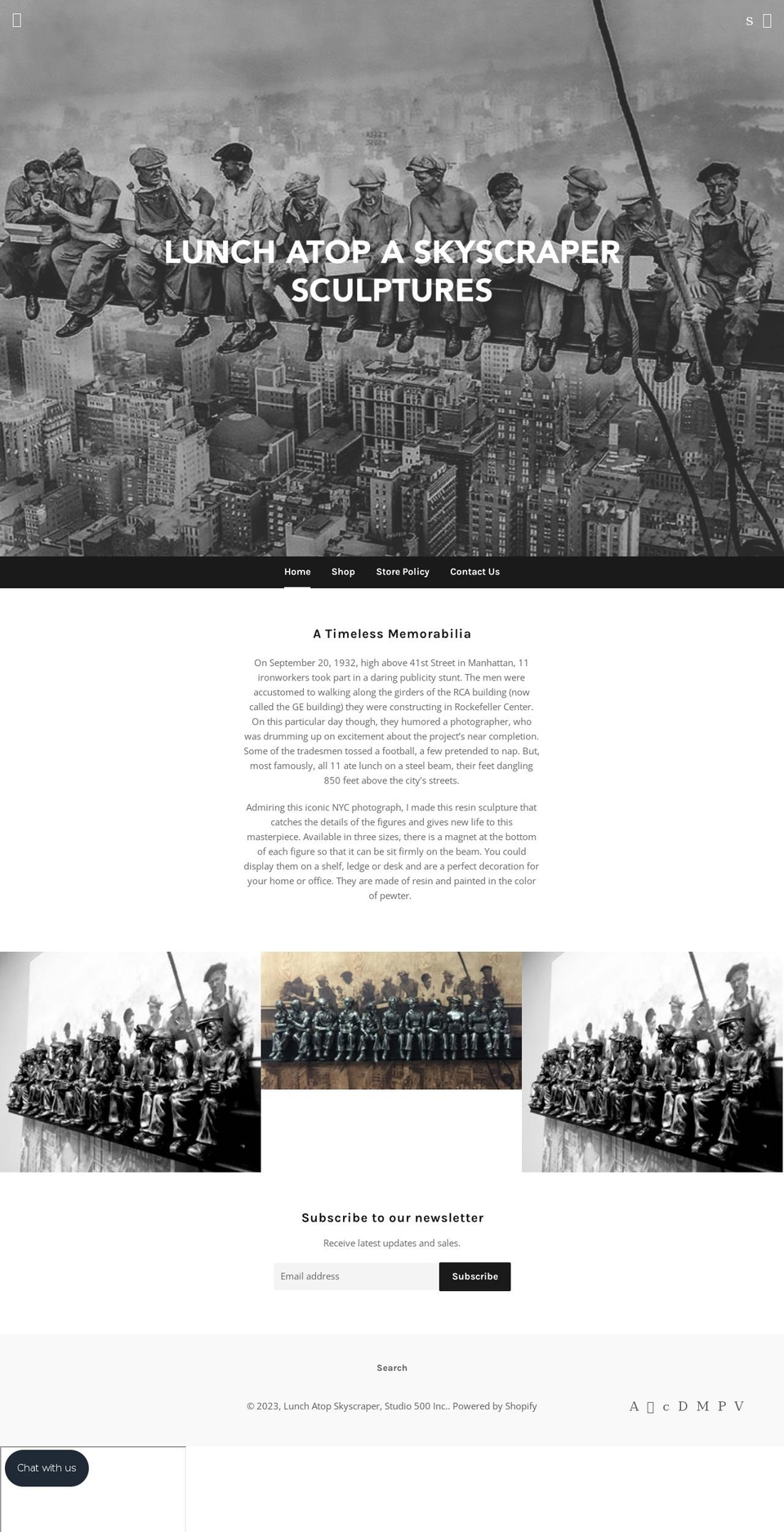 lunchatopskyscraper.com shopify website screenshot