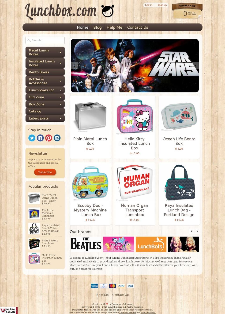 Sunrise Shopify theme site example lunchboxes.com
