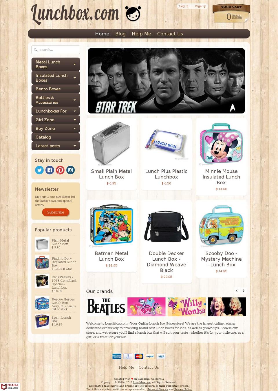 lunchboxshop.com — Shopify storefront screenshot