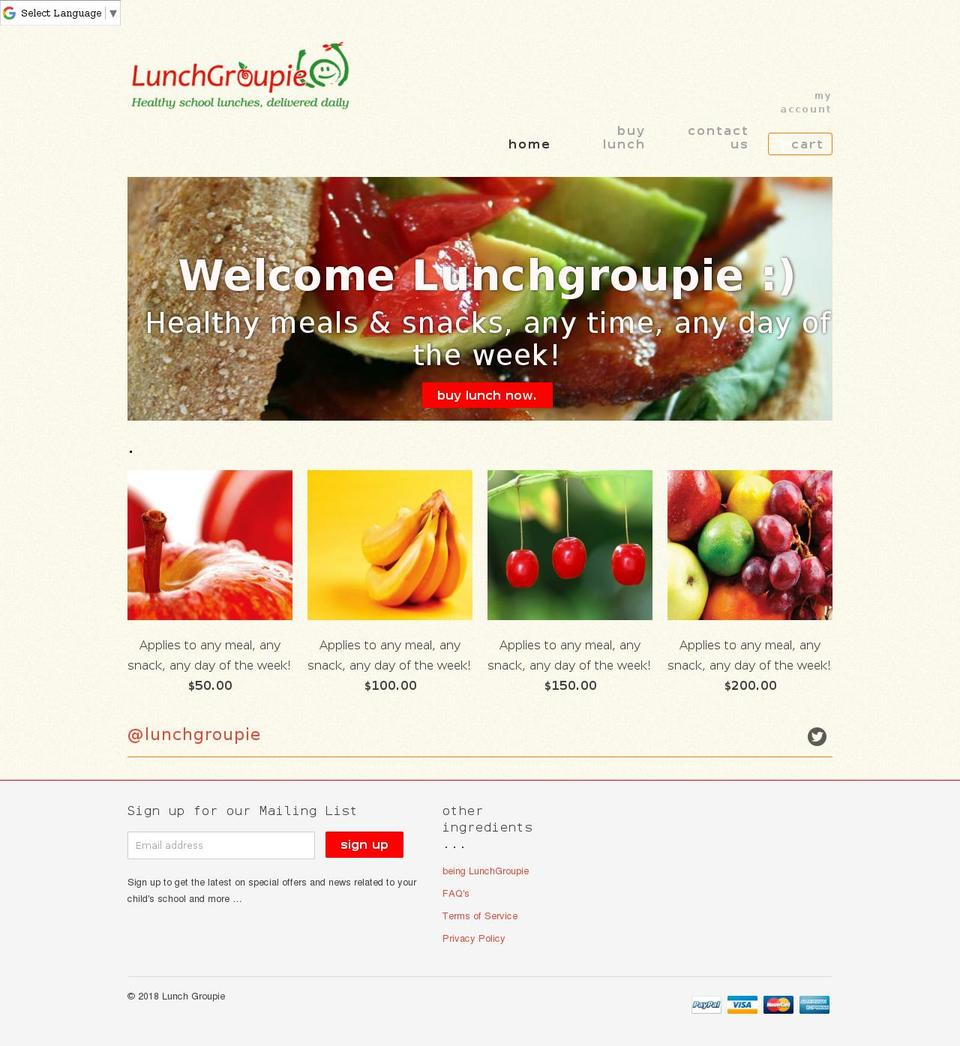 lunchgroupie.ca shopify website screenshot