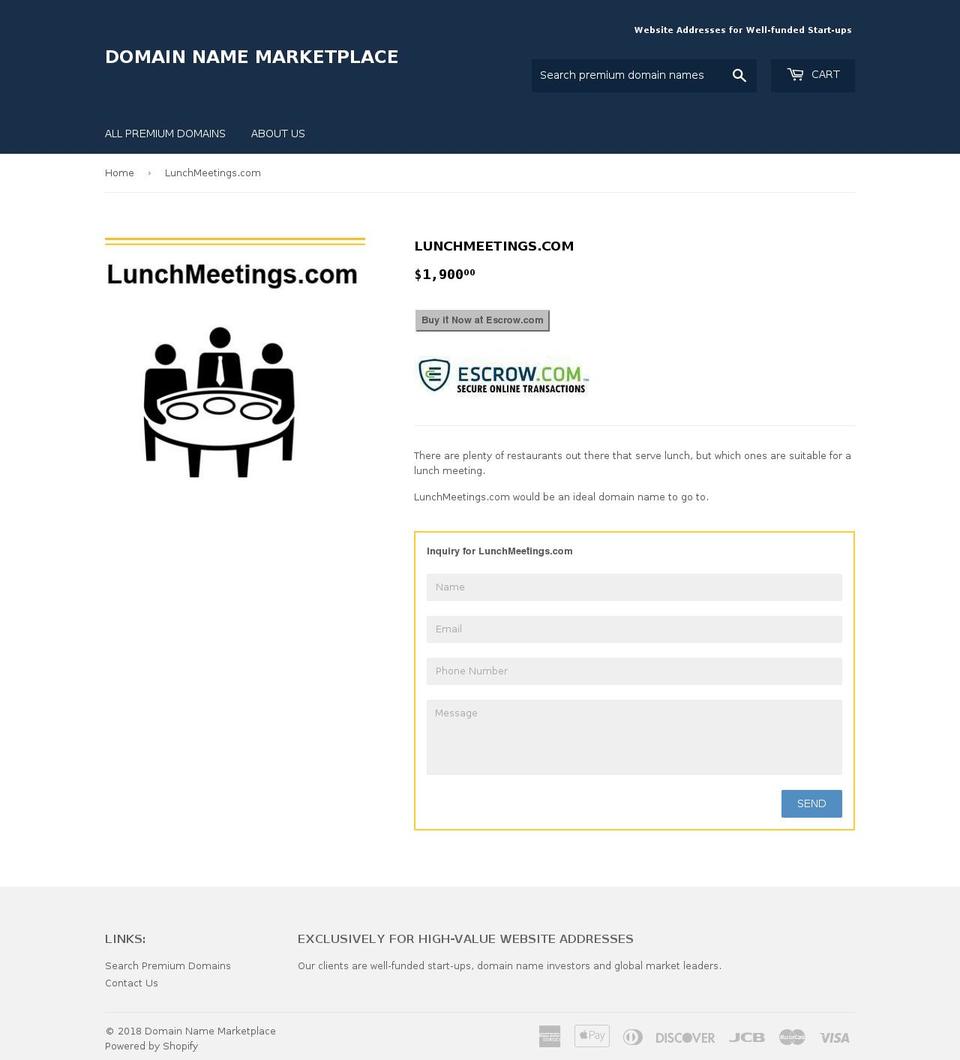 lunchmeetings.com — Shopify storefront screenshot