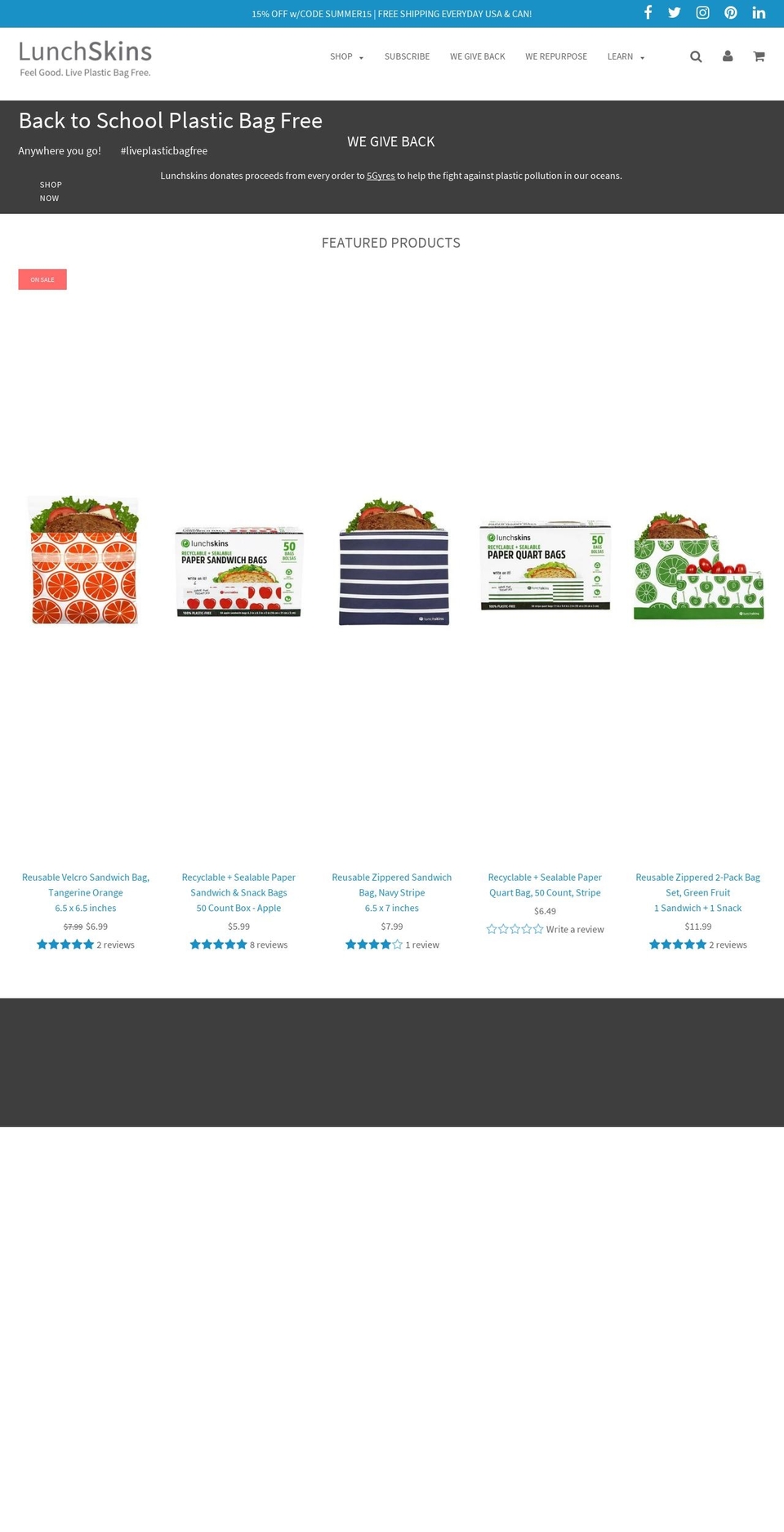 lunchsins.com — Shopify storefront screenshot