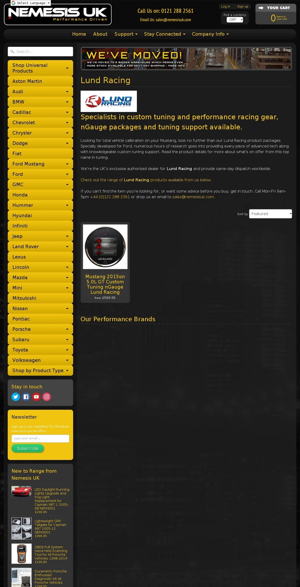 lundracinguk.com — Shopify storefront screenshot
