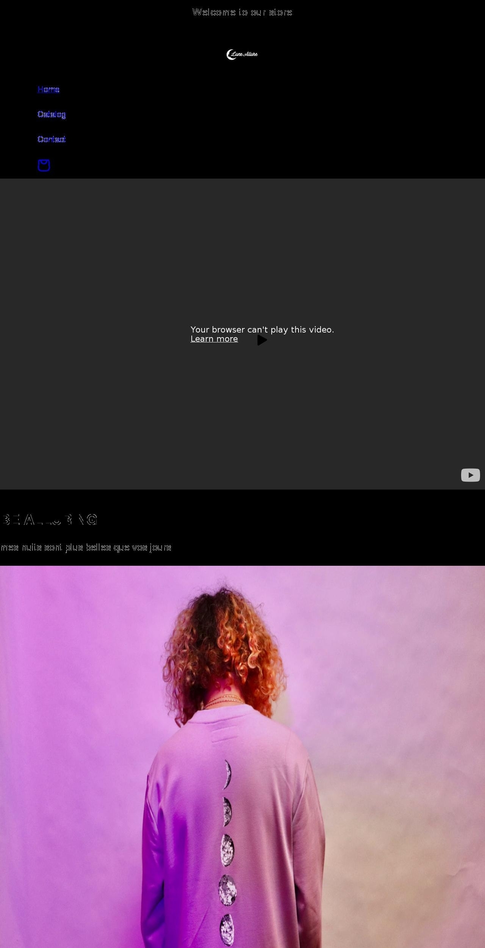 luneallure.com shopify website screenshot