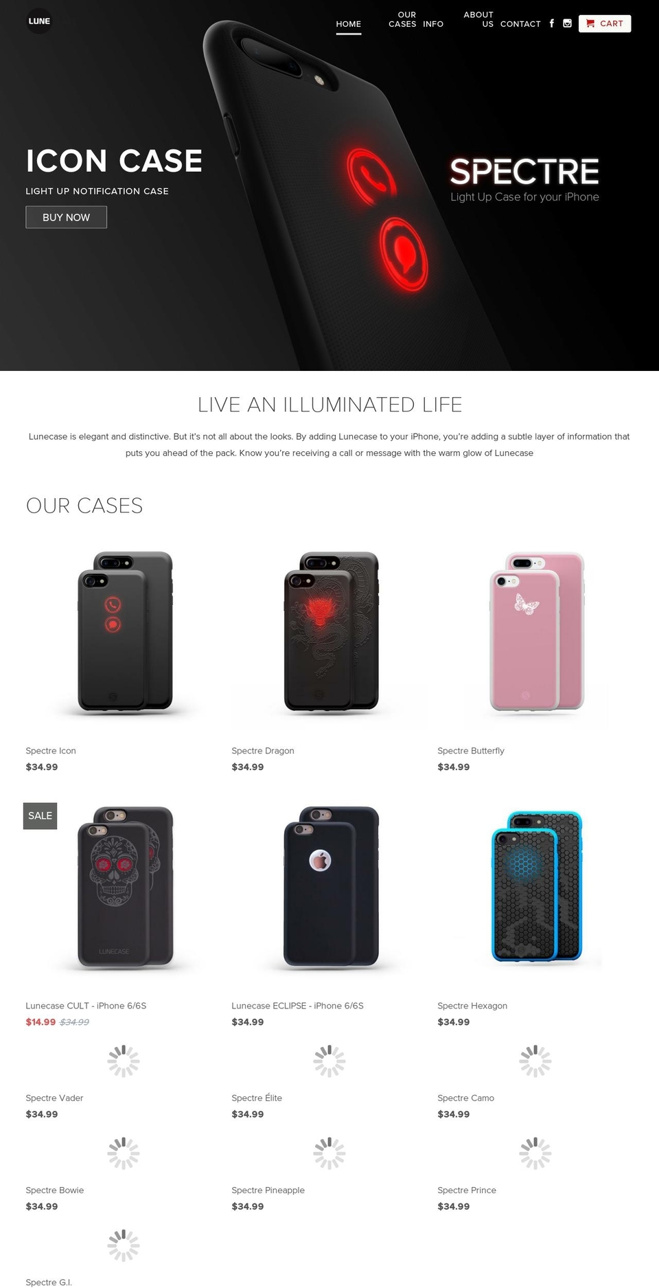lunecase.com shopify website screenshot