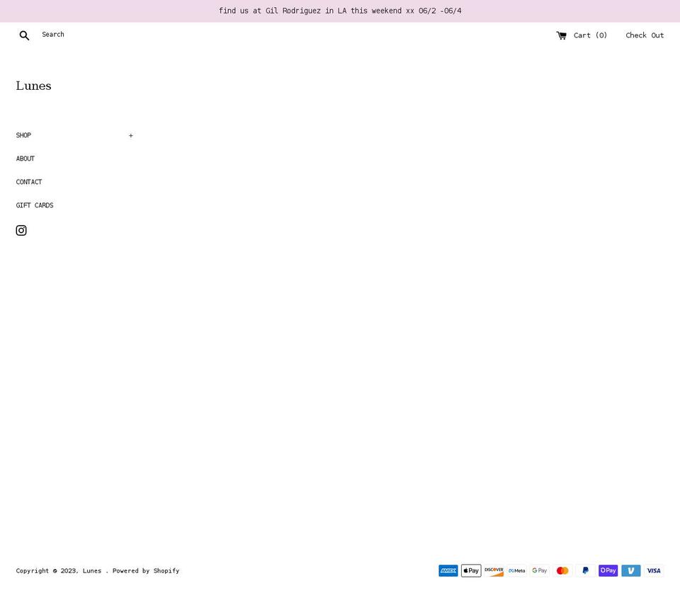 lunesstore.com — Shopify storefront screenshot