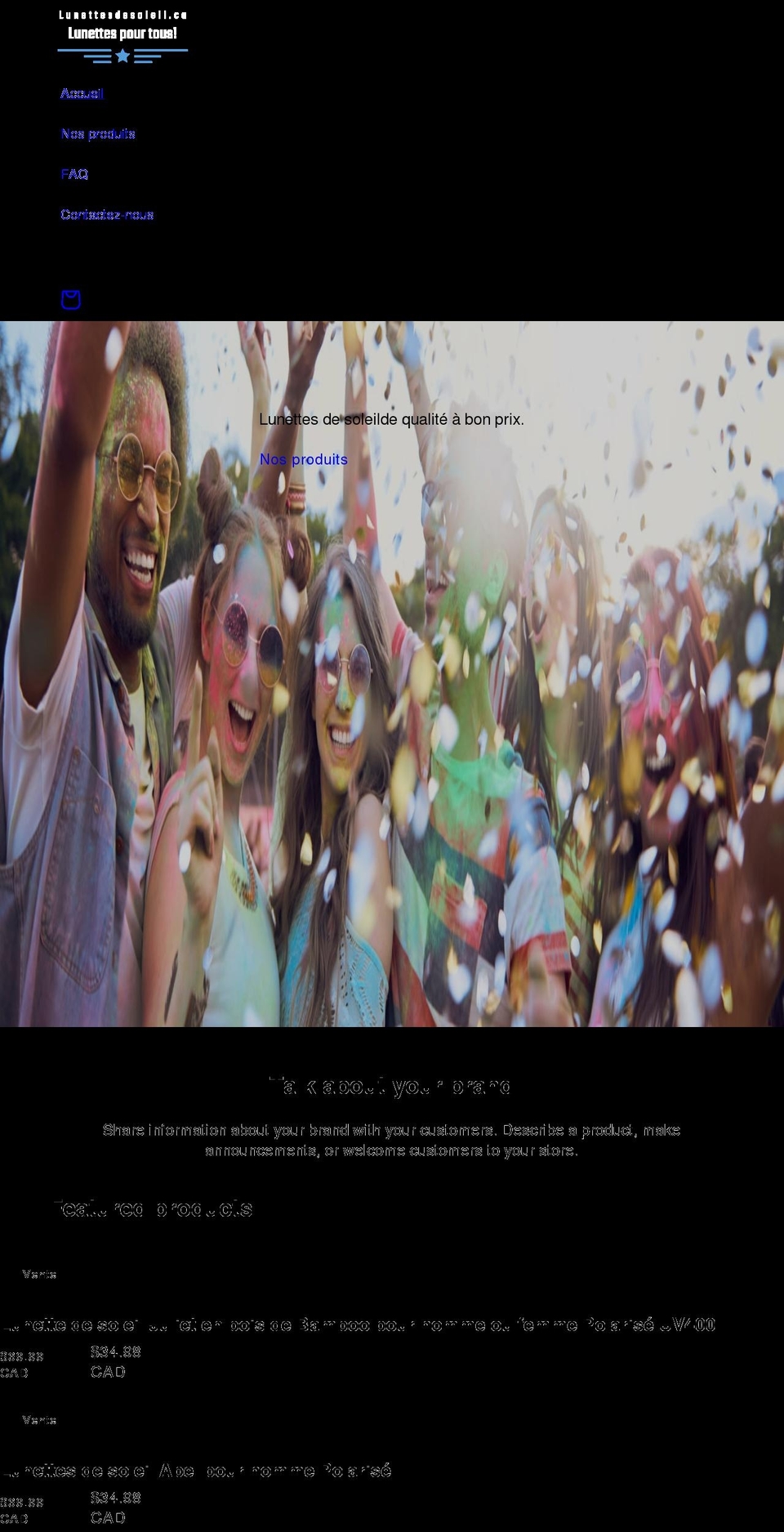 lunettesdesoleil.ca shopify website screenshot