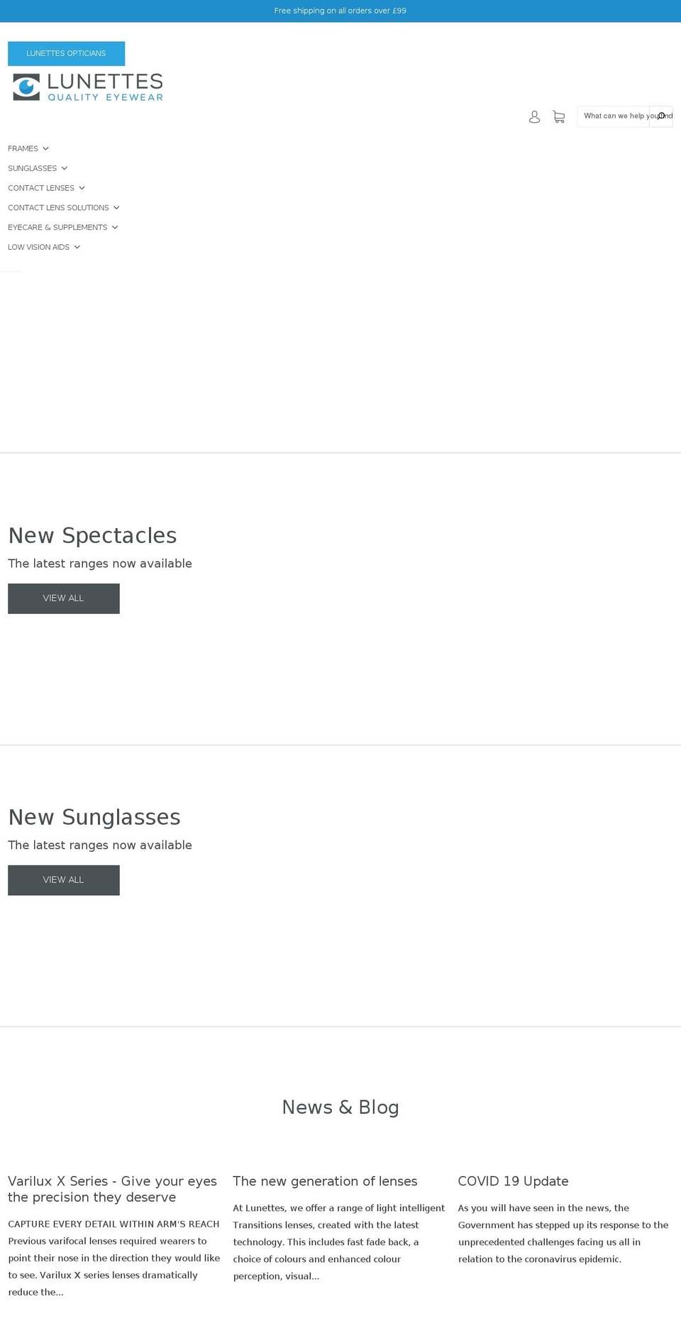 lunetteseyewear.co.uk shopify website screenshot