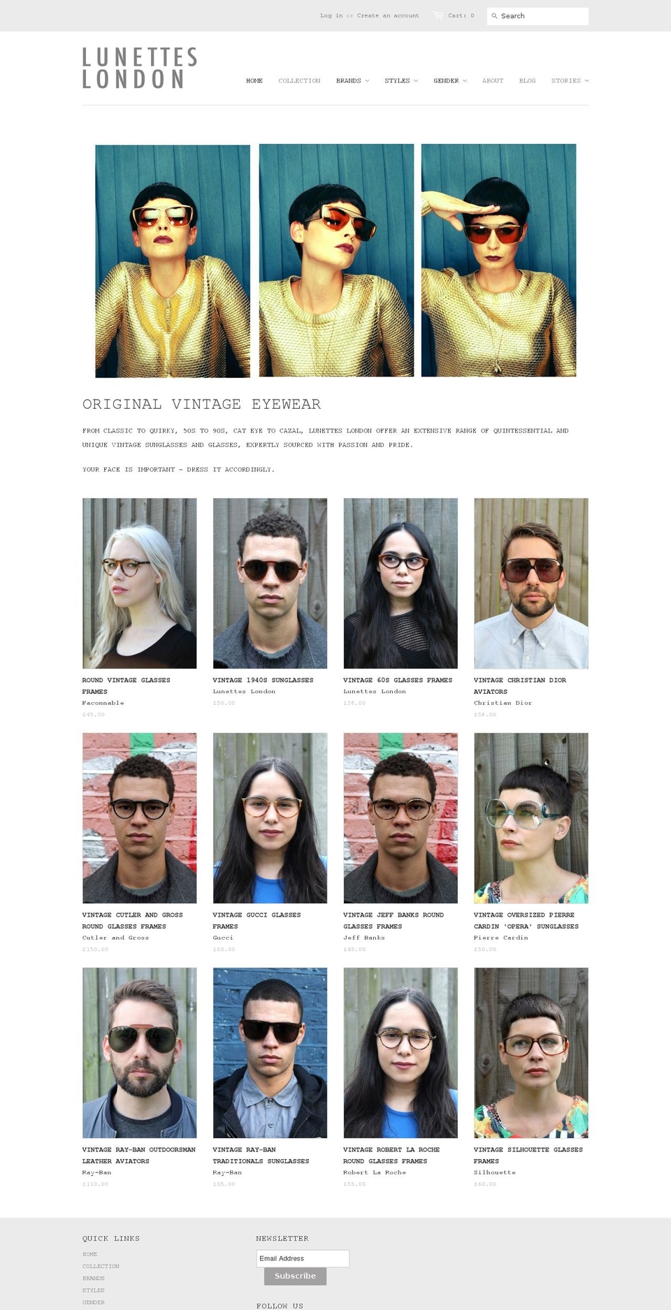 lunetteslondon.com shopify website screenshot