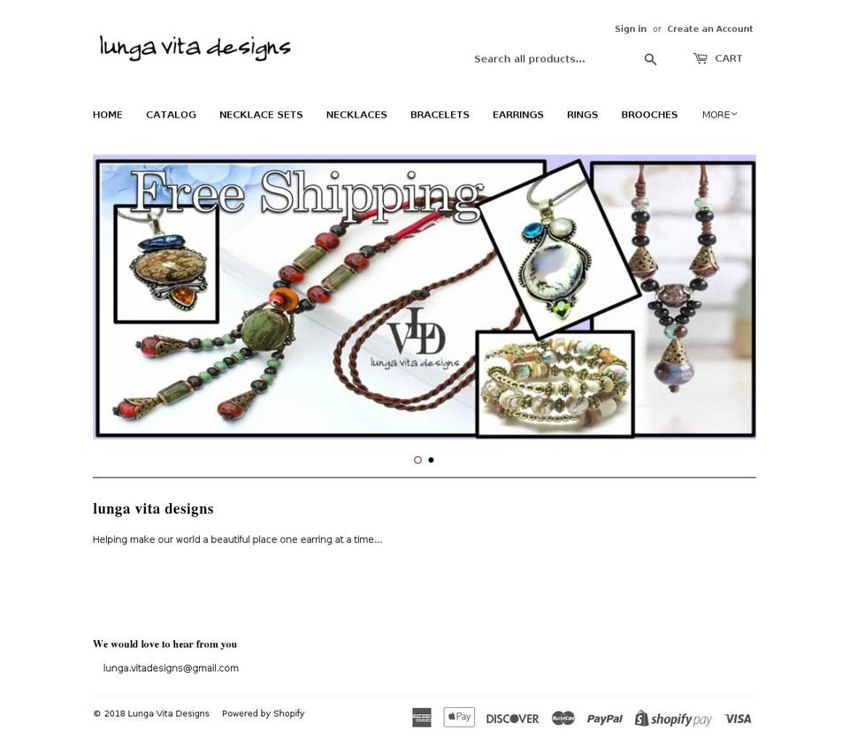 lungavitadesigns.com shopify website screenshot