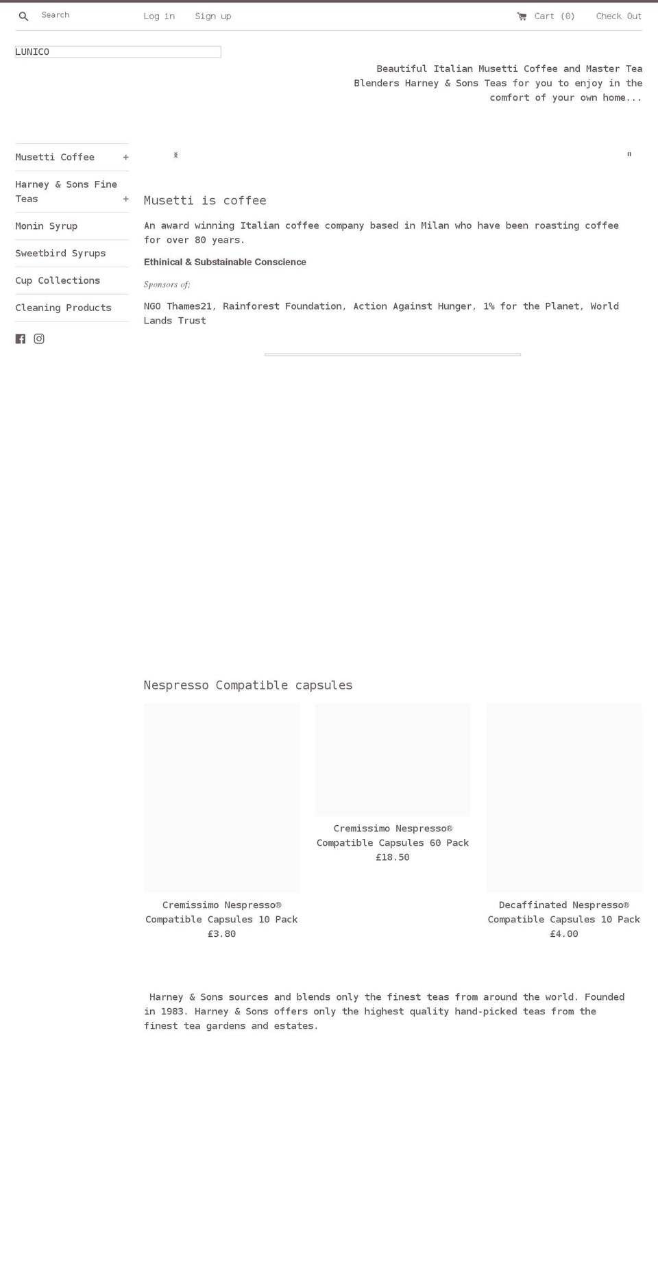lunico.co.uk shopify website screenshot