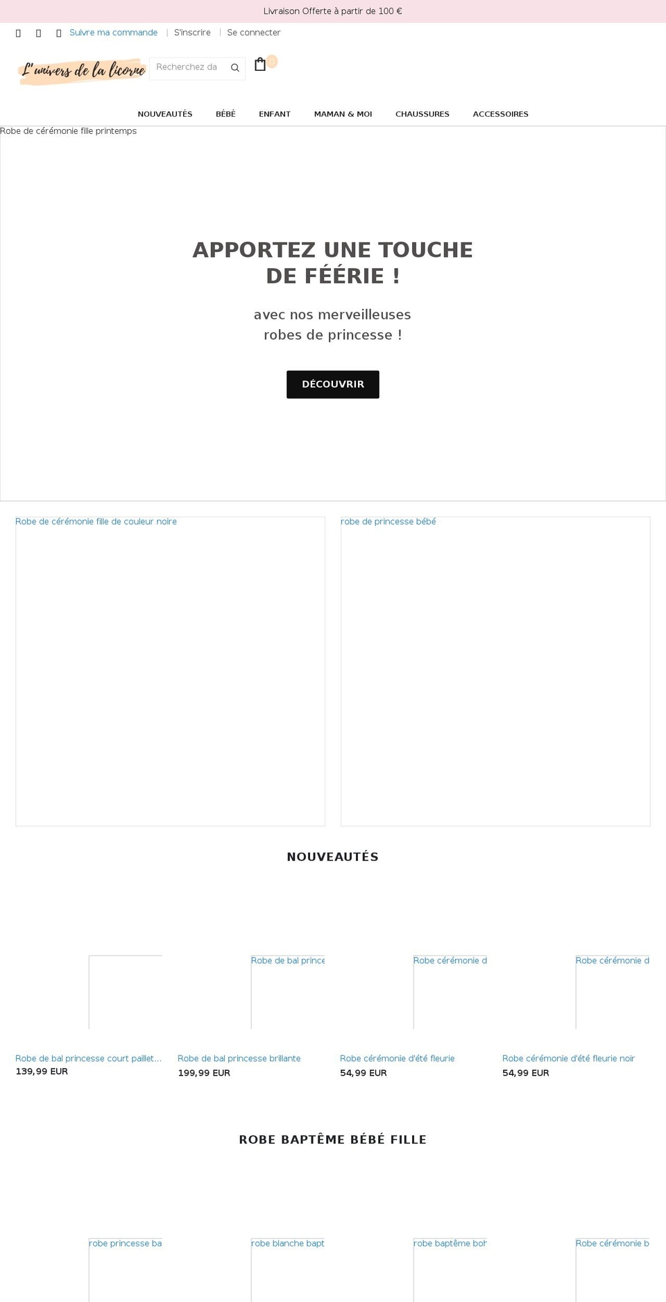 luniversdelalicorne.com — Shopify storefront screenshot