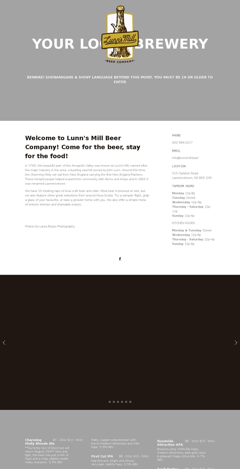 lunnsmill.beer shopify website screenshot