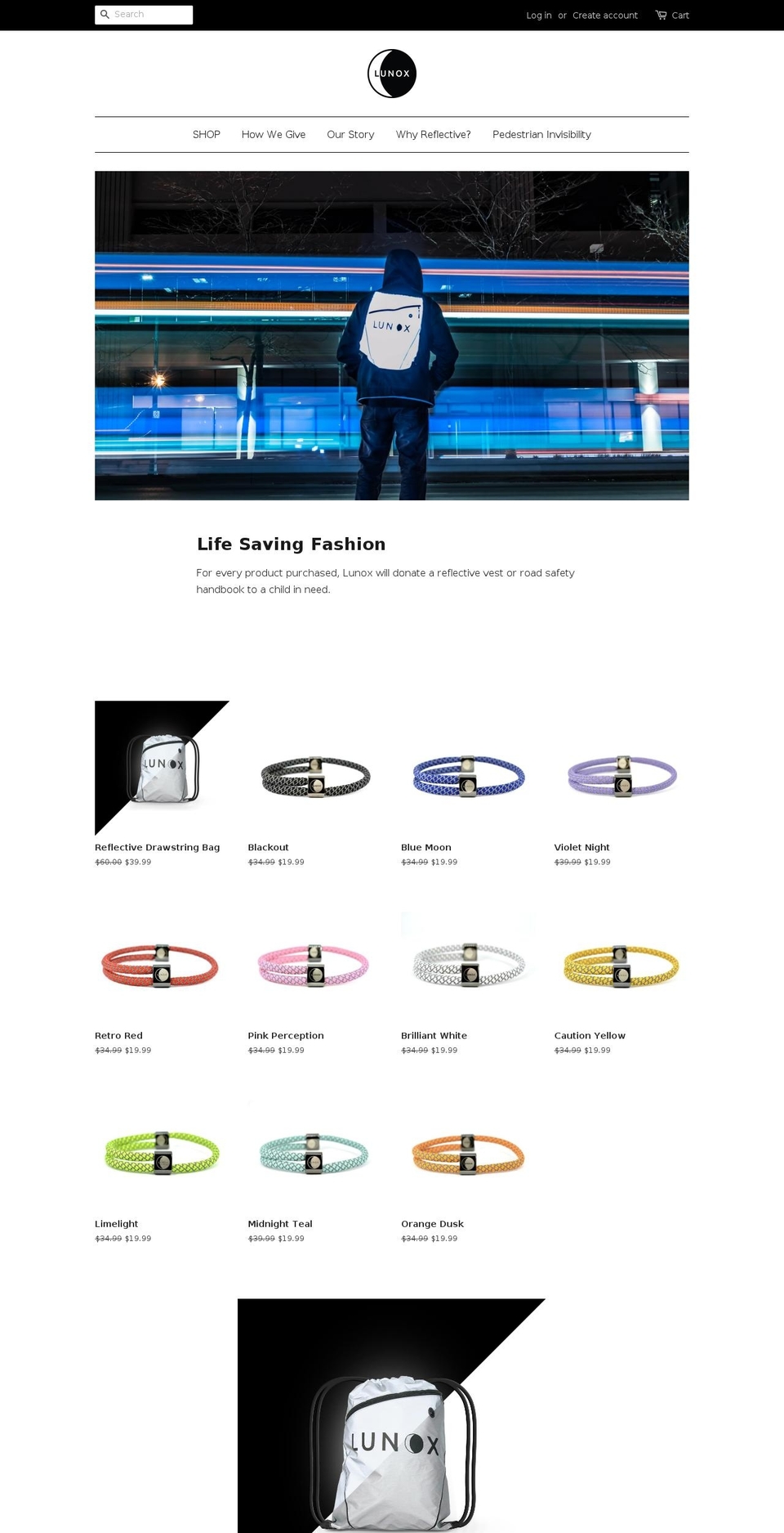 lunoxreflective.com — Shopify storefront screenshot