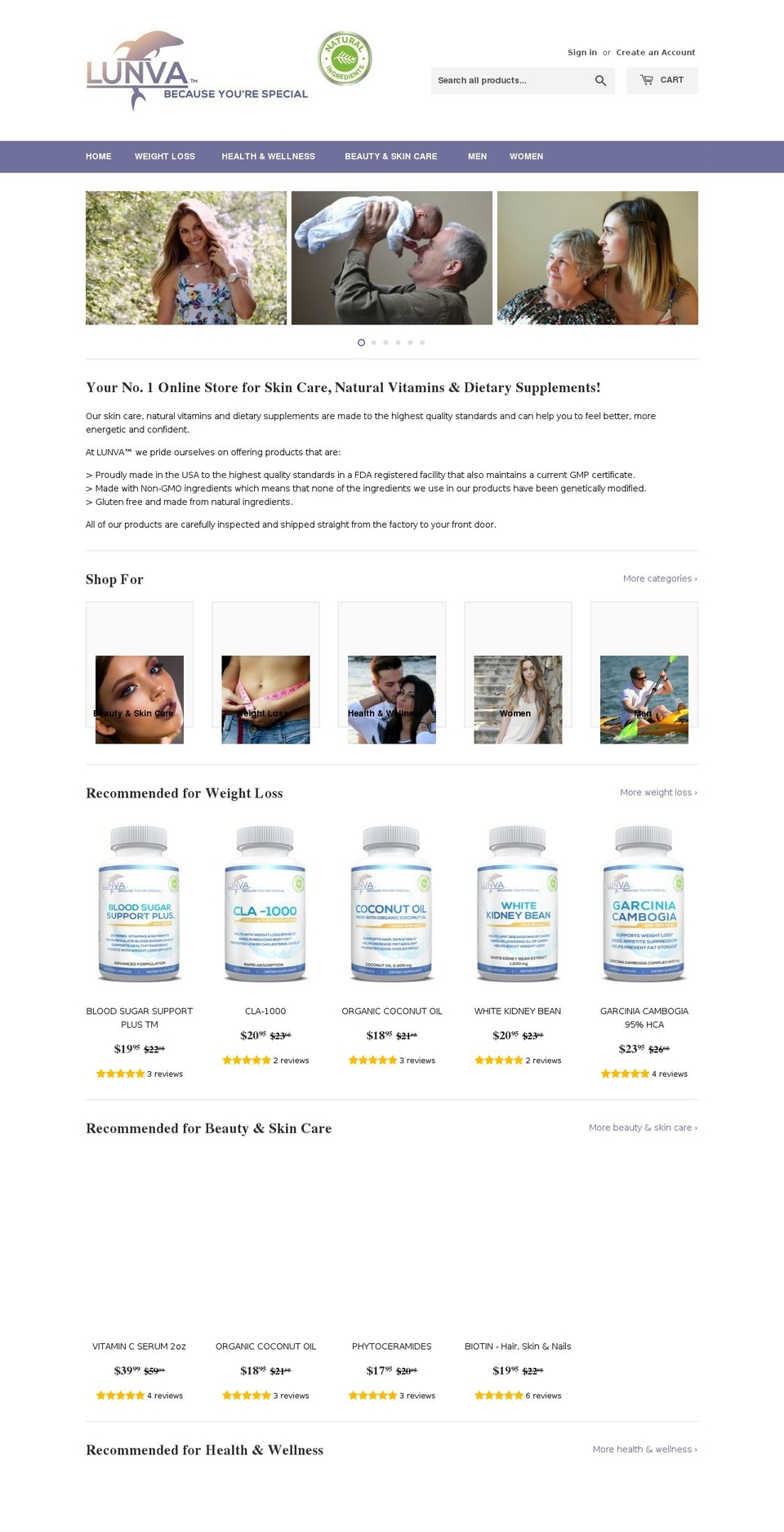lunva.com — Shopify storefront screenshot