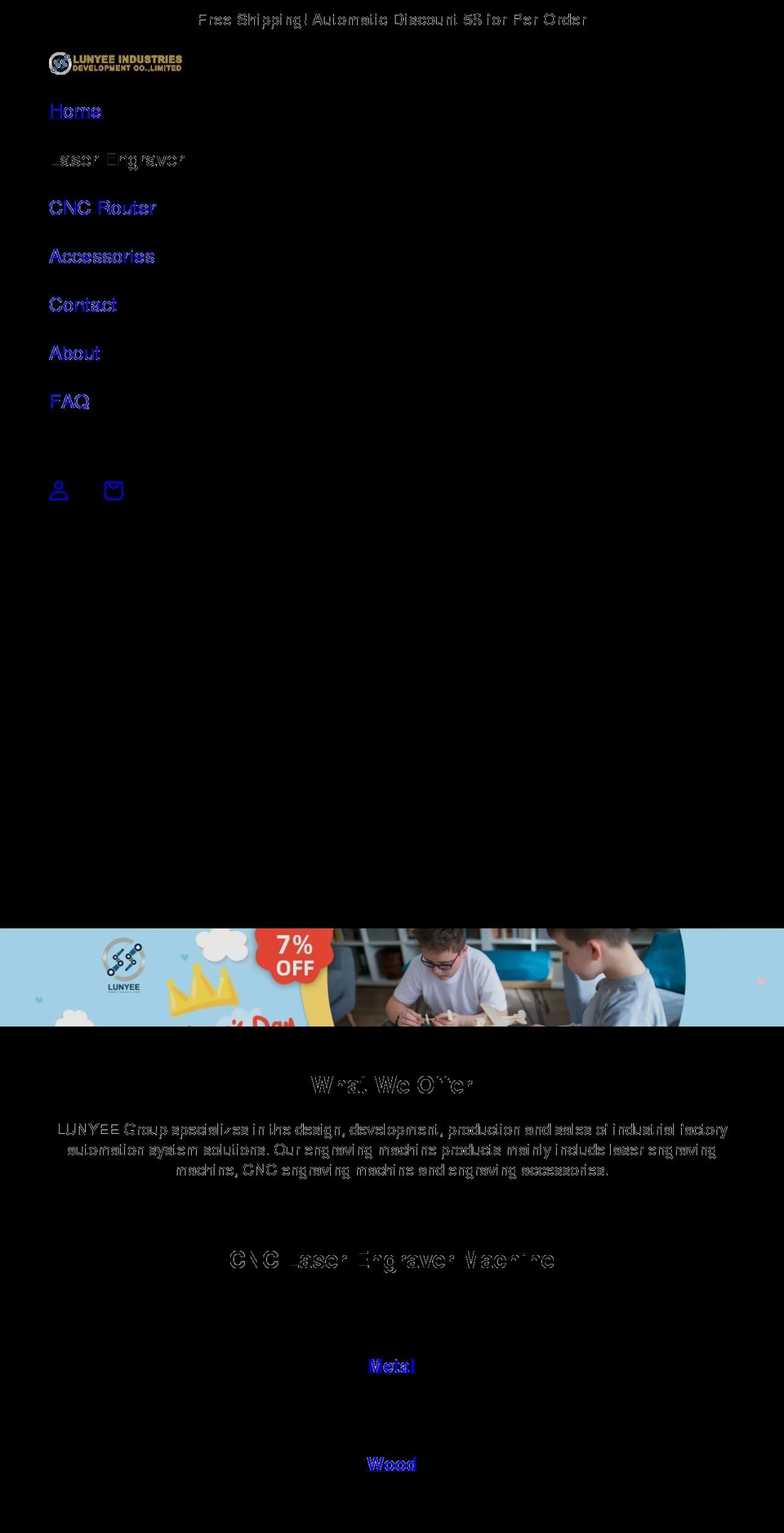 lunyeecnc.com shopify website screenshot