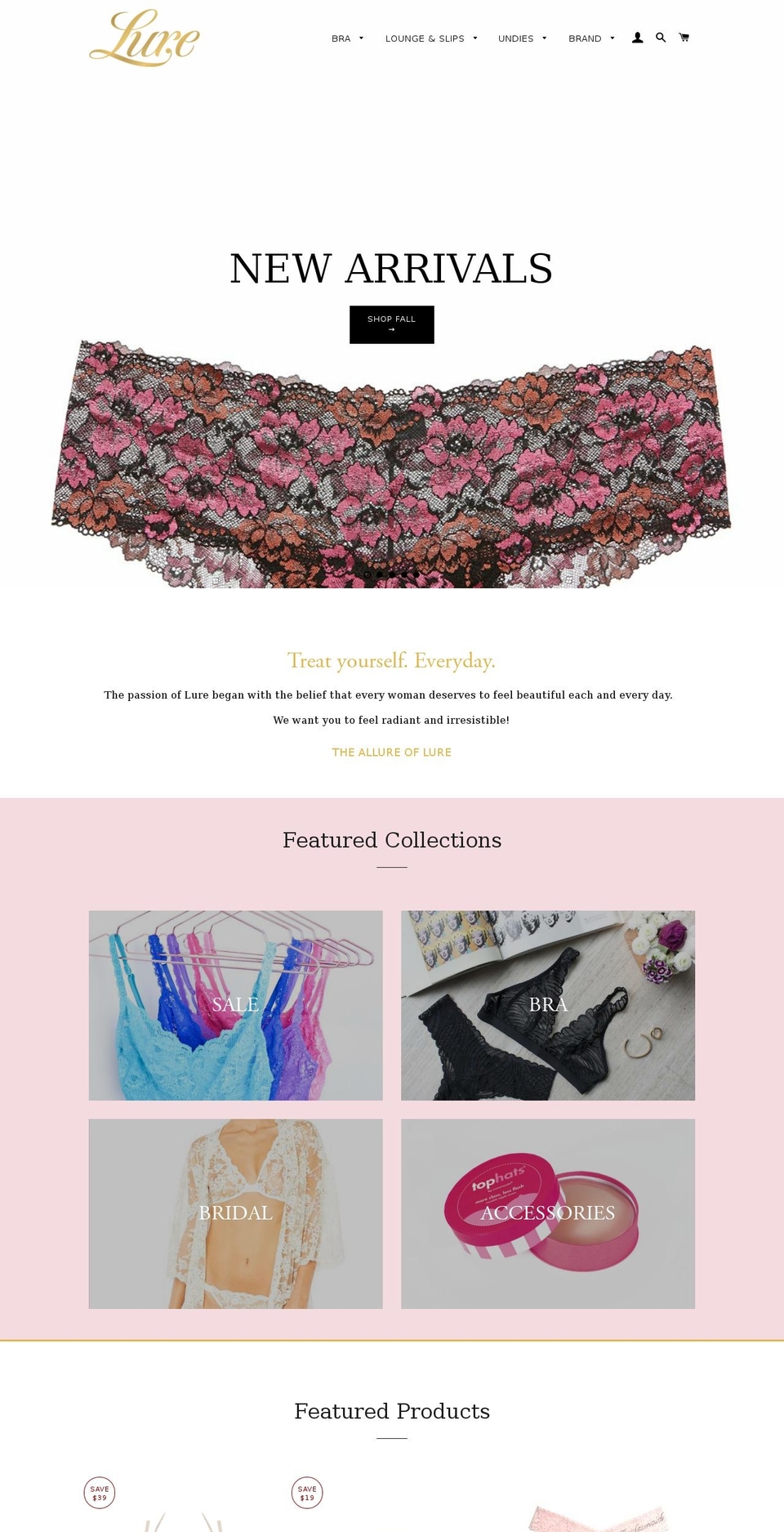 lurelingerie.org shopify website screenshot