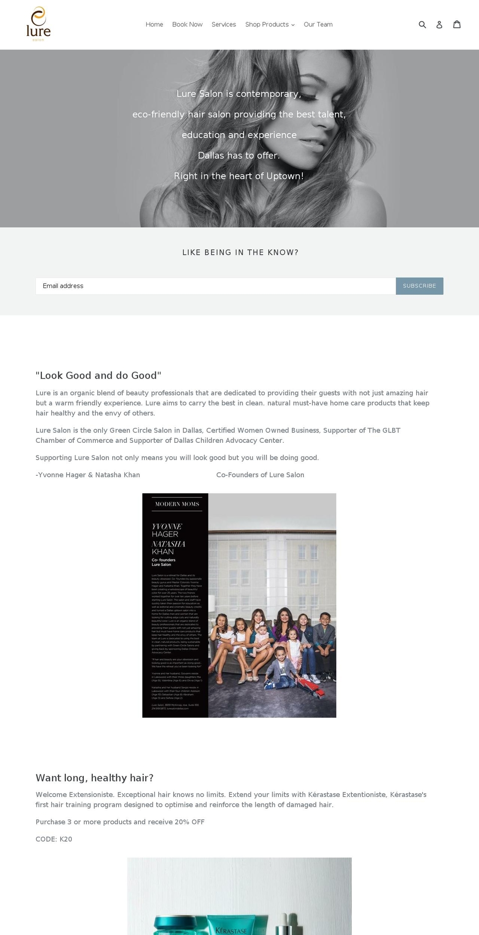 luresalondallas.com shopify website screenshot