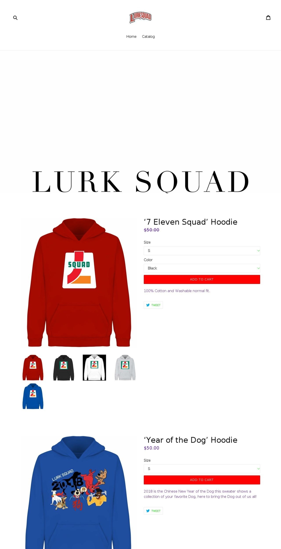 lurksquadclothing.com shopify website screenshot