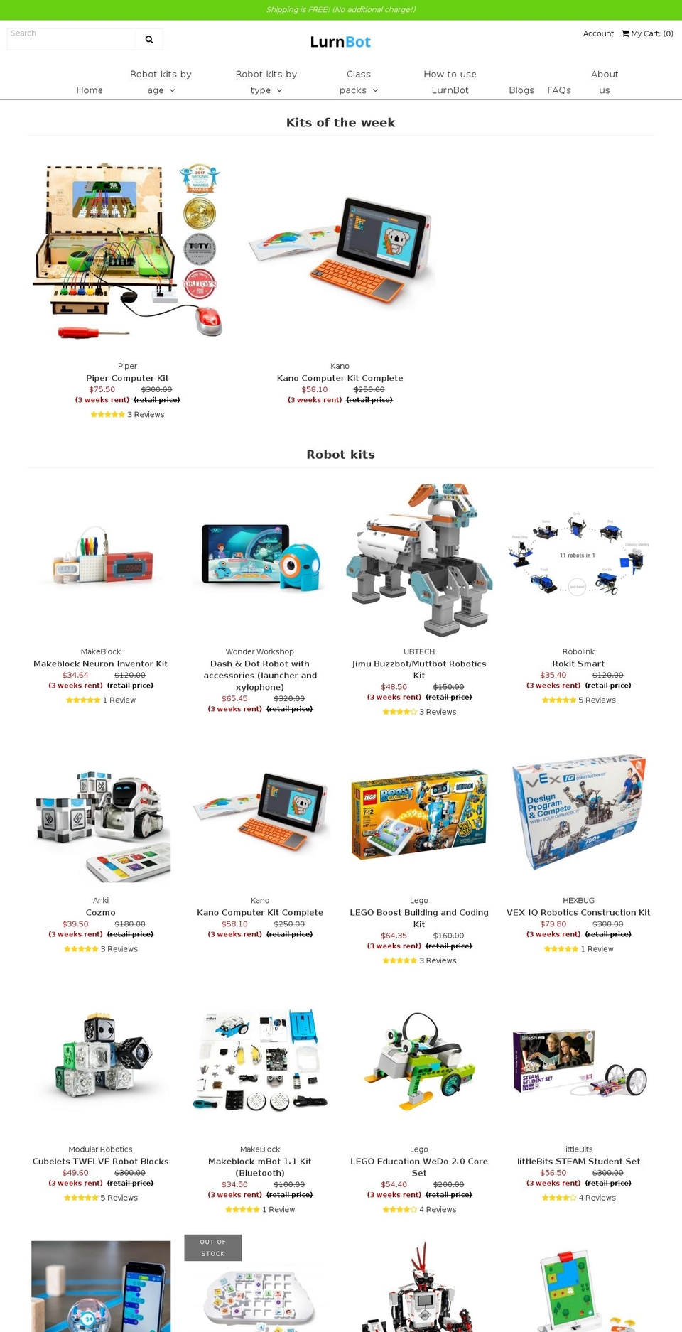 lurnbot.com shopify website screenshot