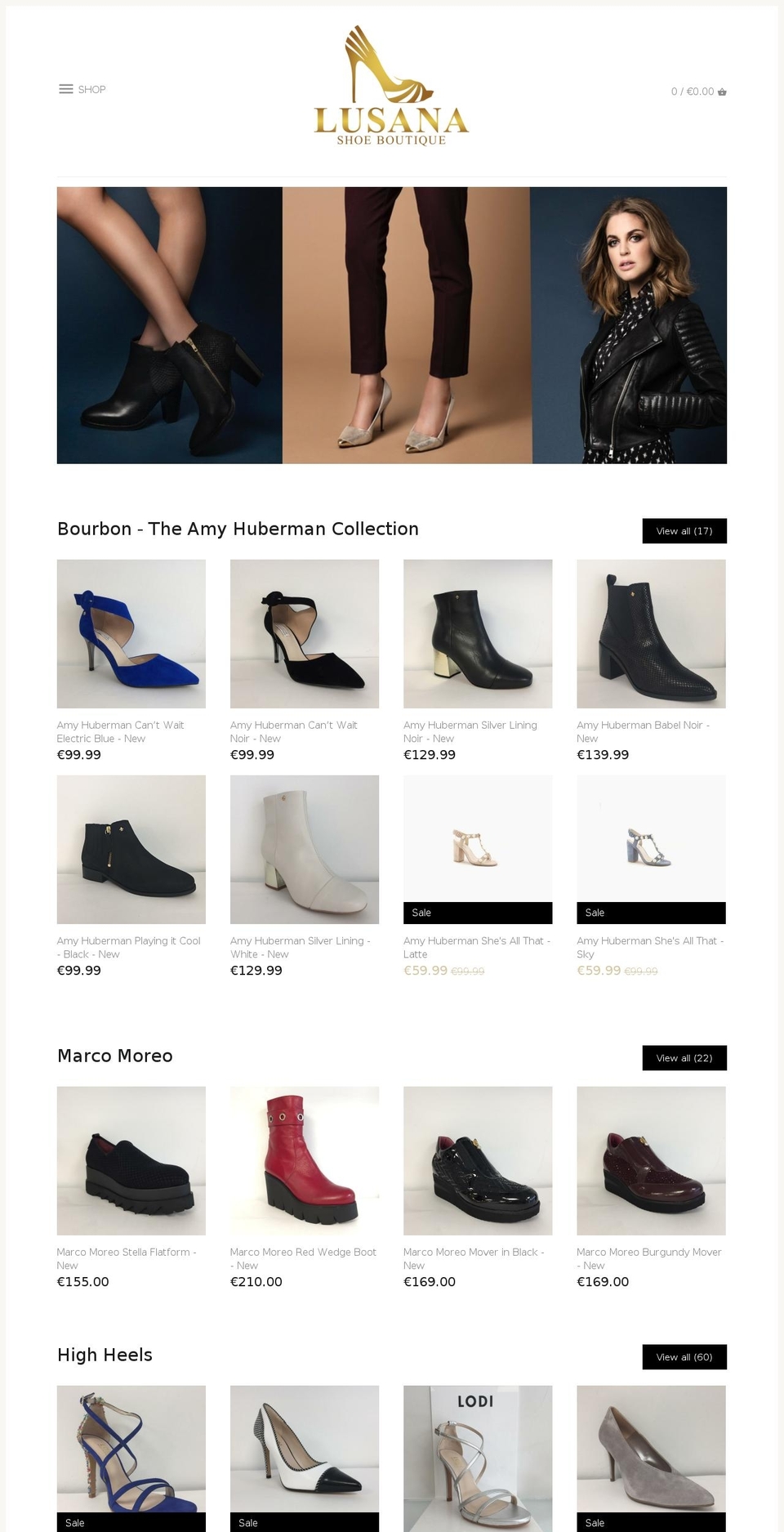 lusanashoes.ie shopify website screenshot