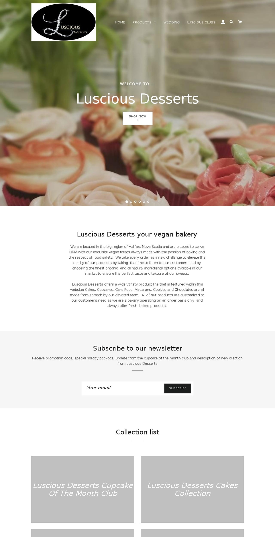 lusciousdesserts.net shopify website screenshot