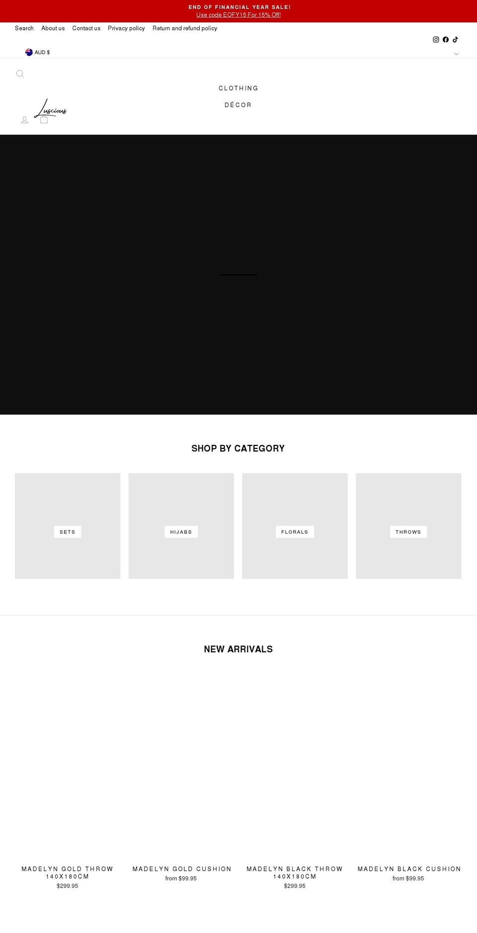 luscioushomewares.com shopify website screenshot