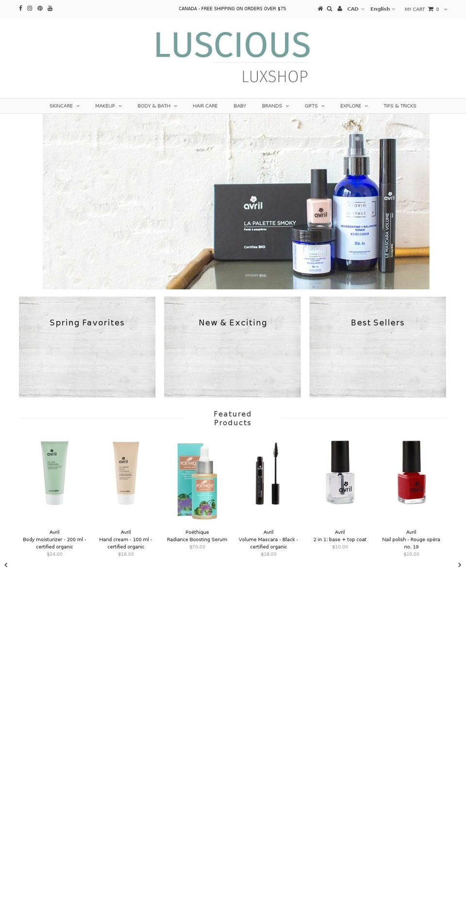 lusciouslux.com — Shopify storefront screenshot