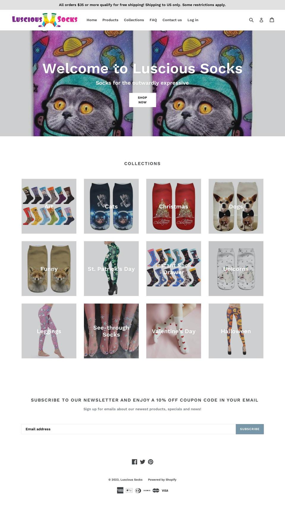 luscioussocks.com — Shopify storefront screenshot
