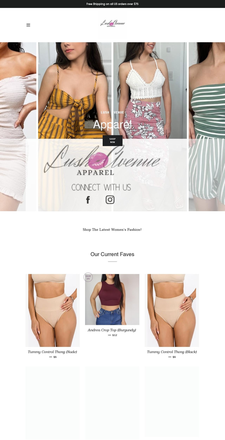 lushavenueapparel.com shopify website screenshot