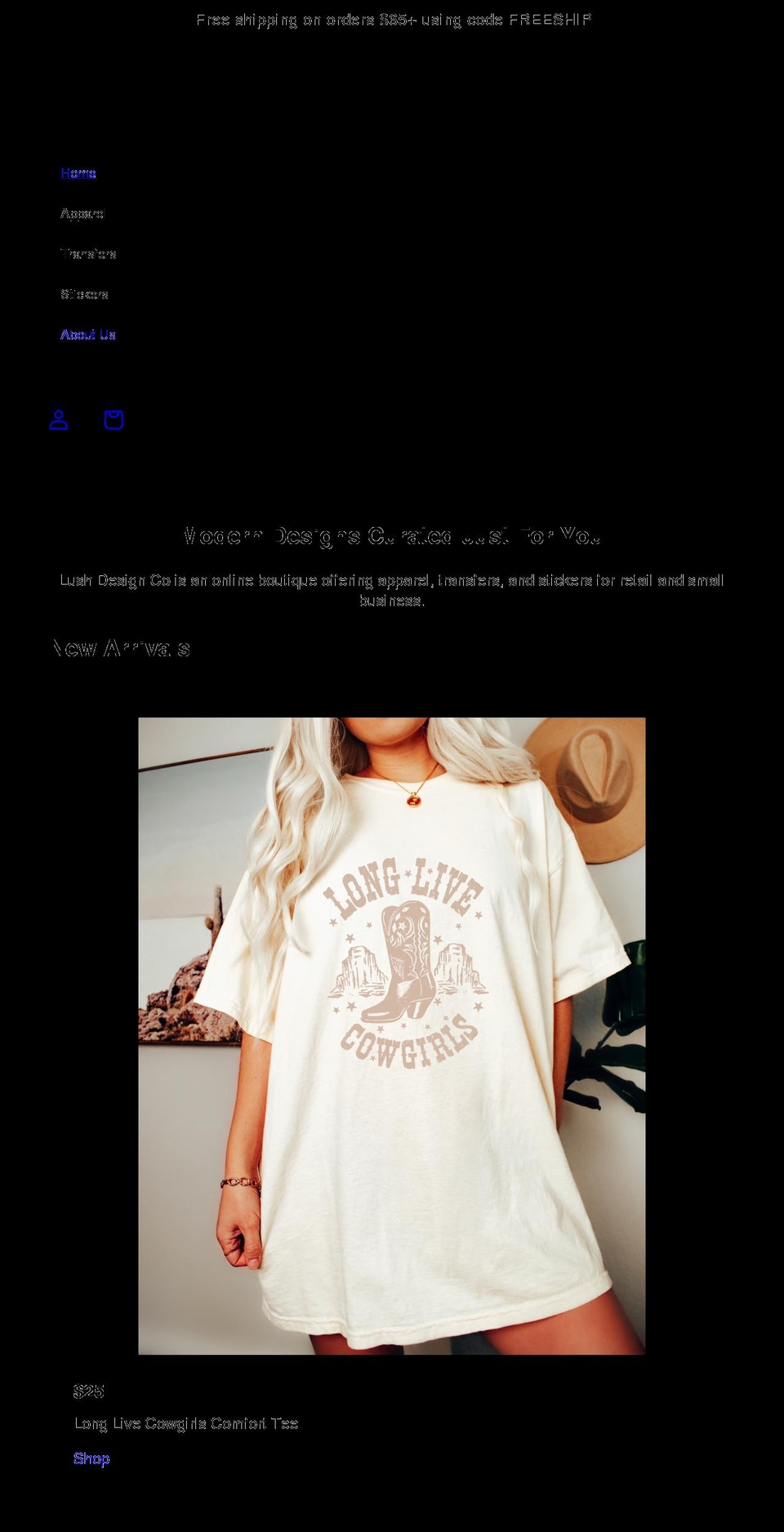 lushdesignco.com shopify website screenshot