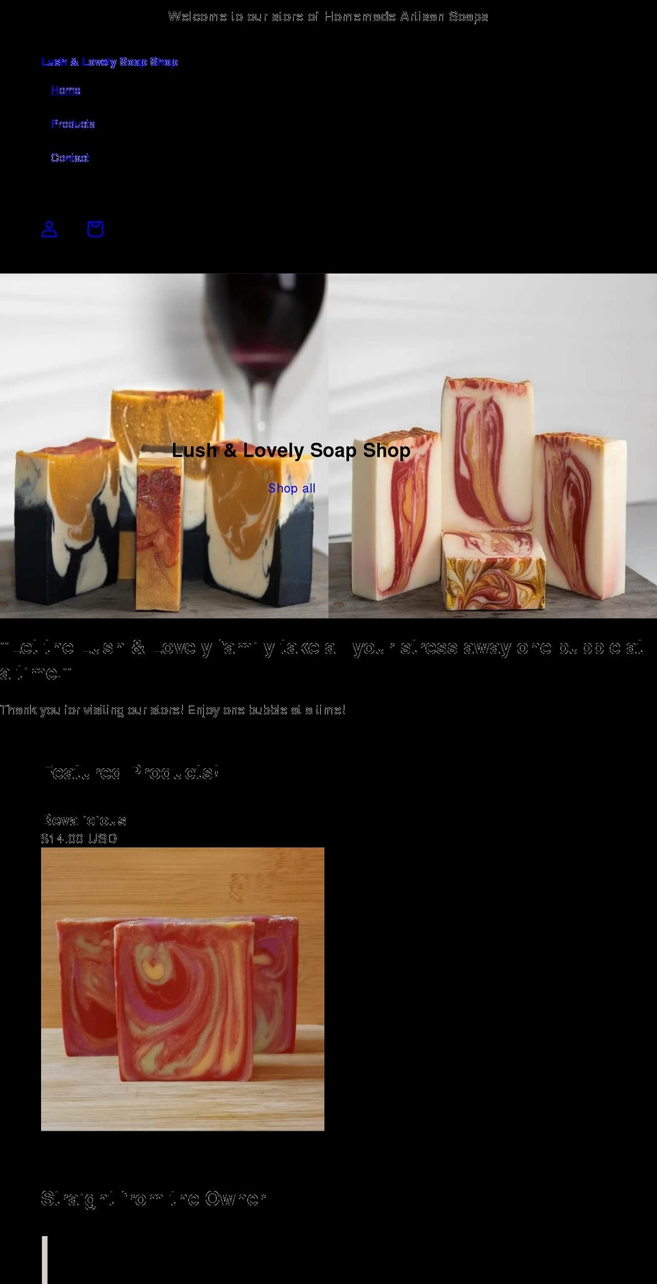 lushlovelysoapshop.com shopify website screenshot