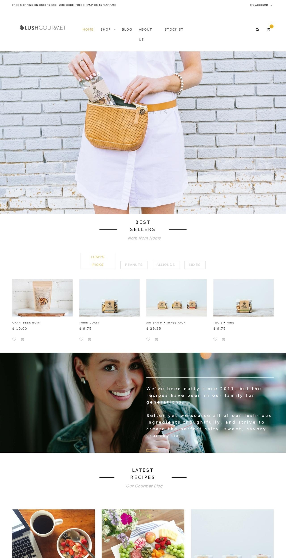 lushnuts.com shopify website screenshot