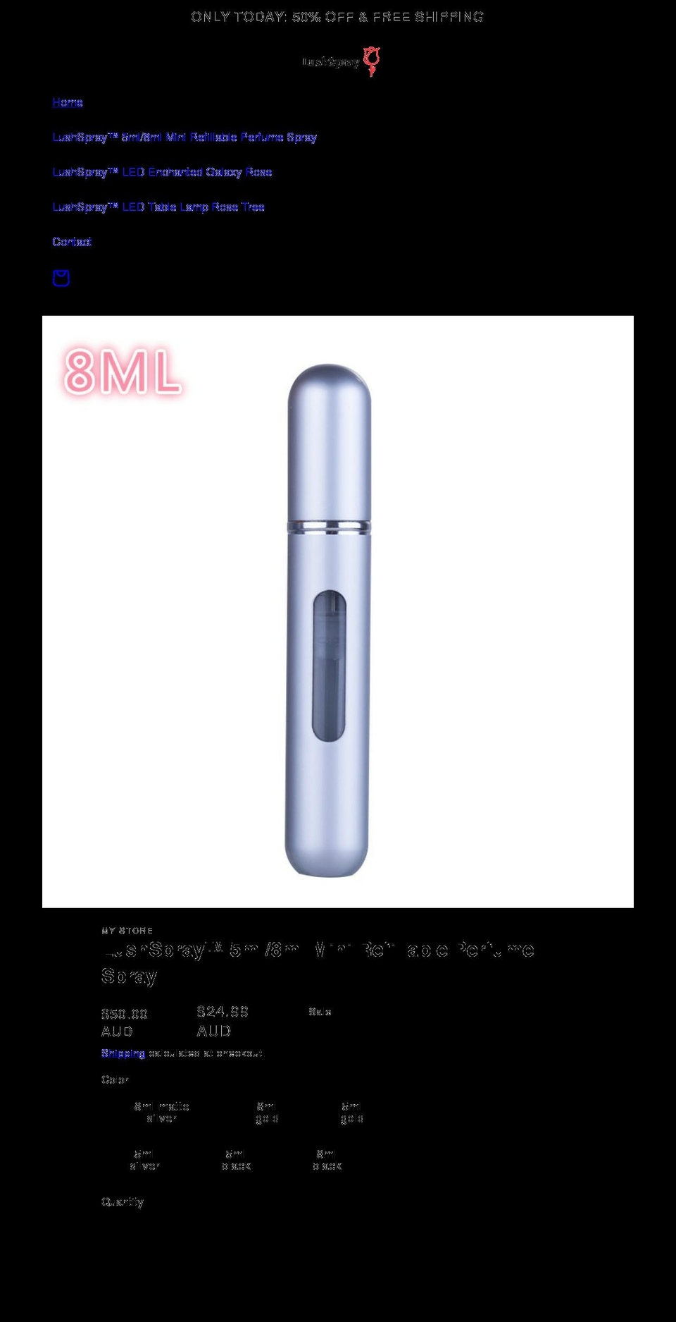 lushspray.com shopify website screenshot