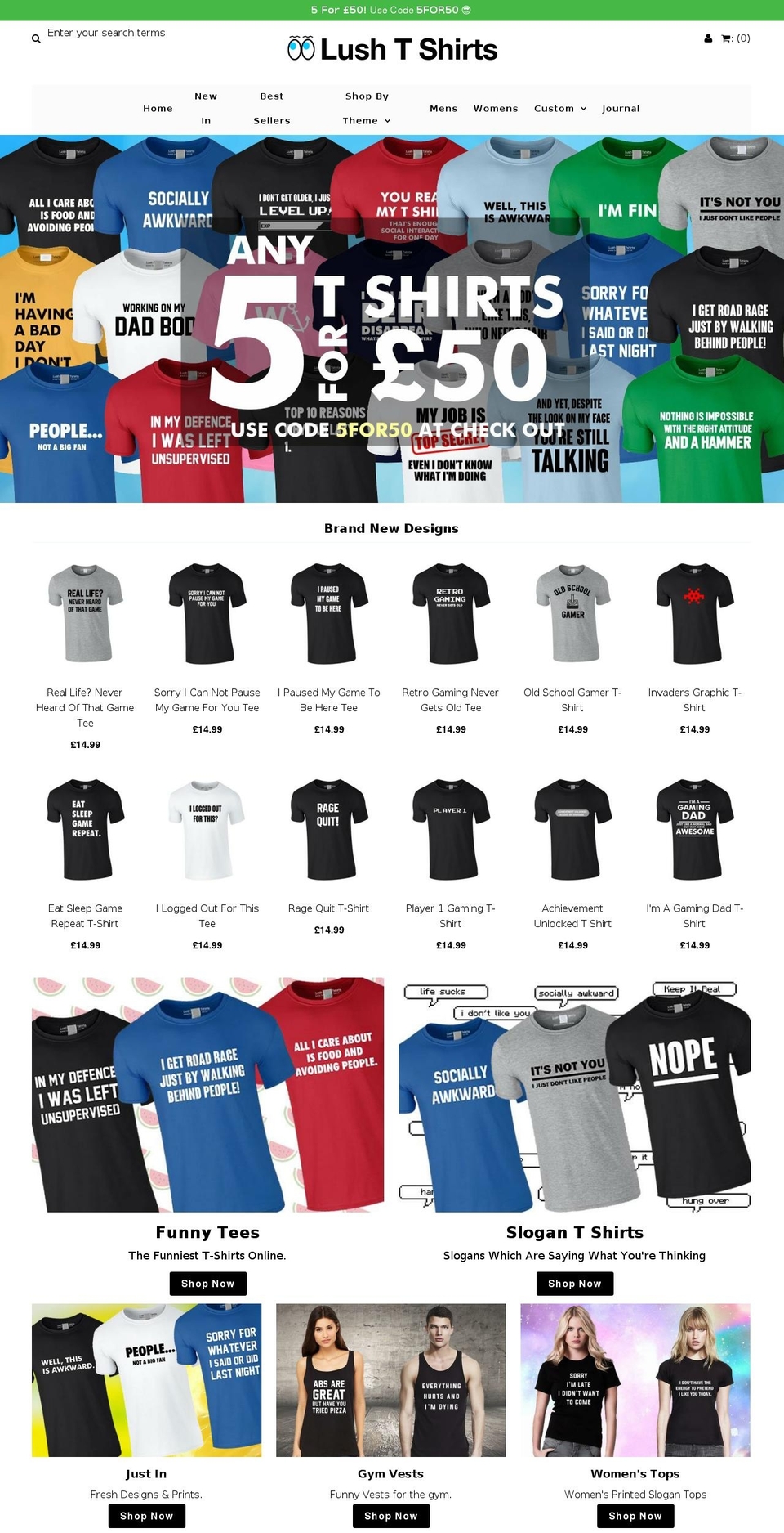 lushtshirts.com shopify website screenshot