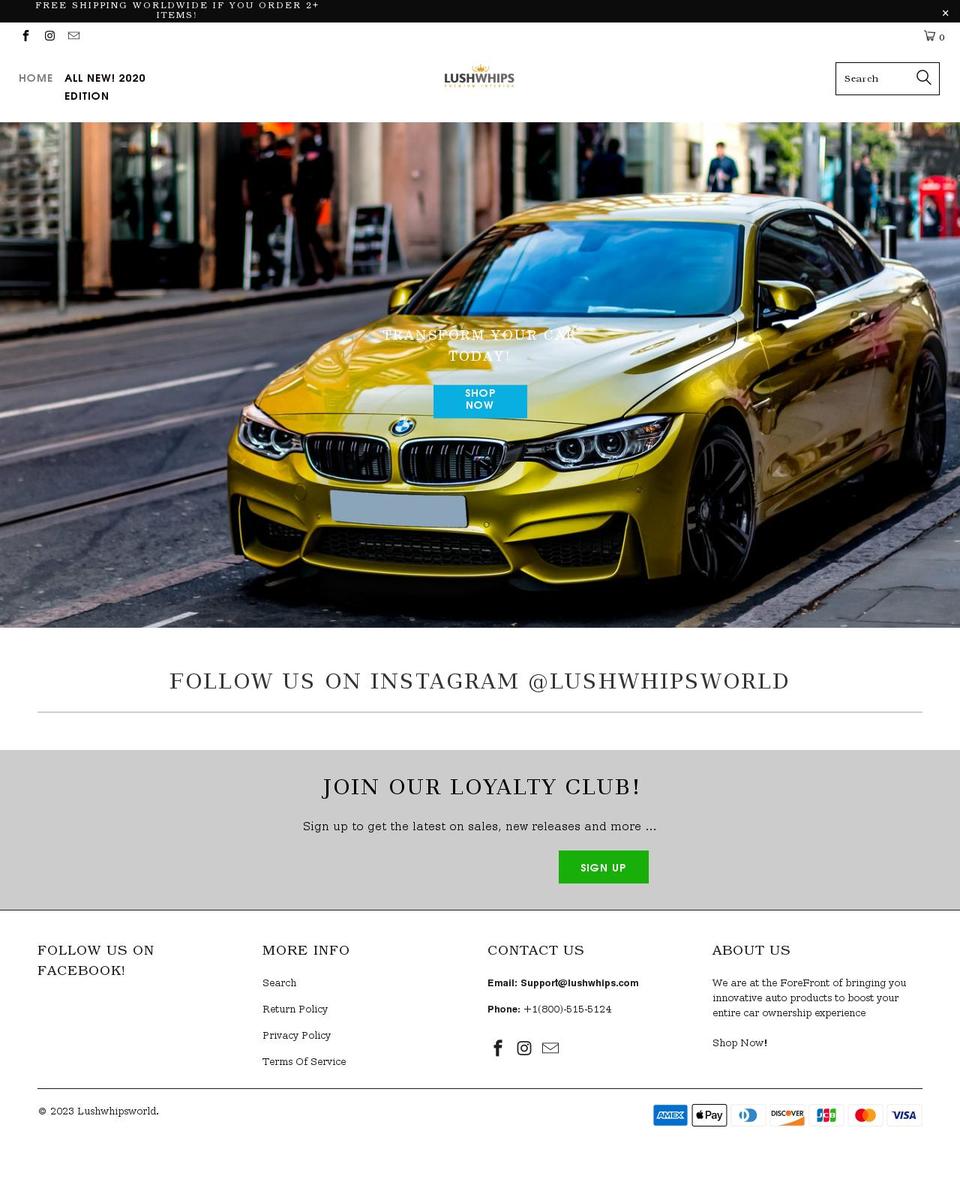 cha-ching-theme Shopify theme site example lushwhip.com