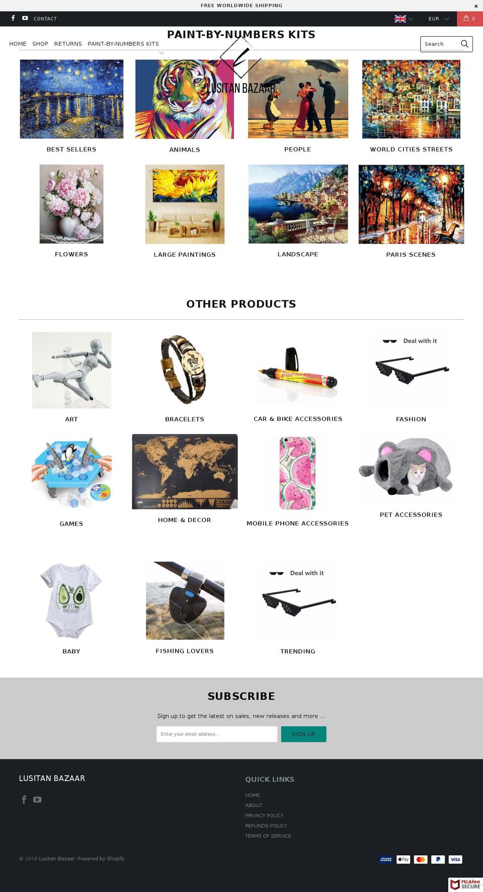 lusitanbazaar.com — Shopify storefront screenshot
