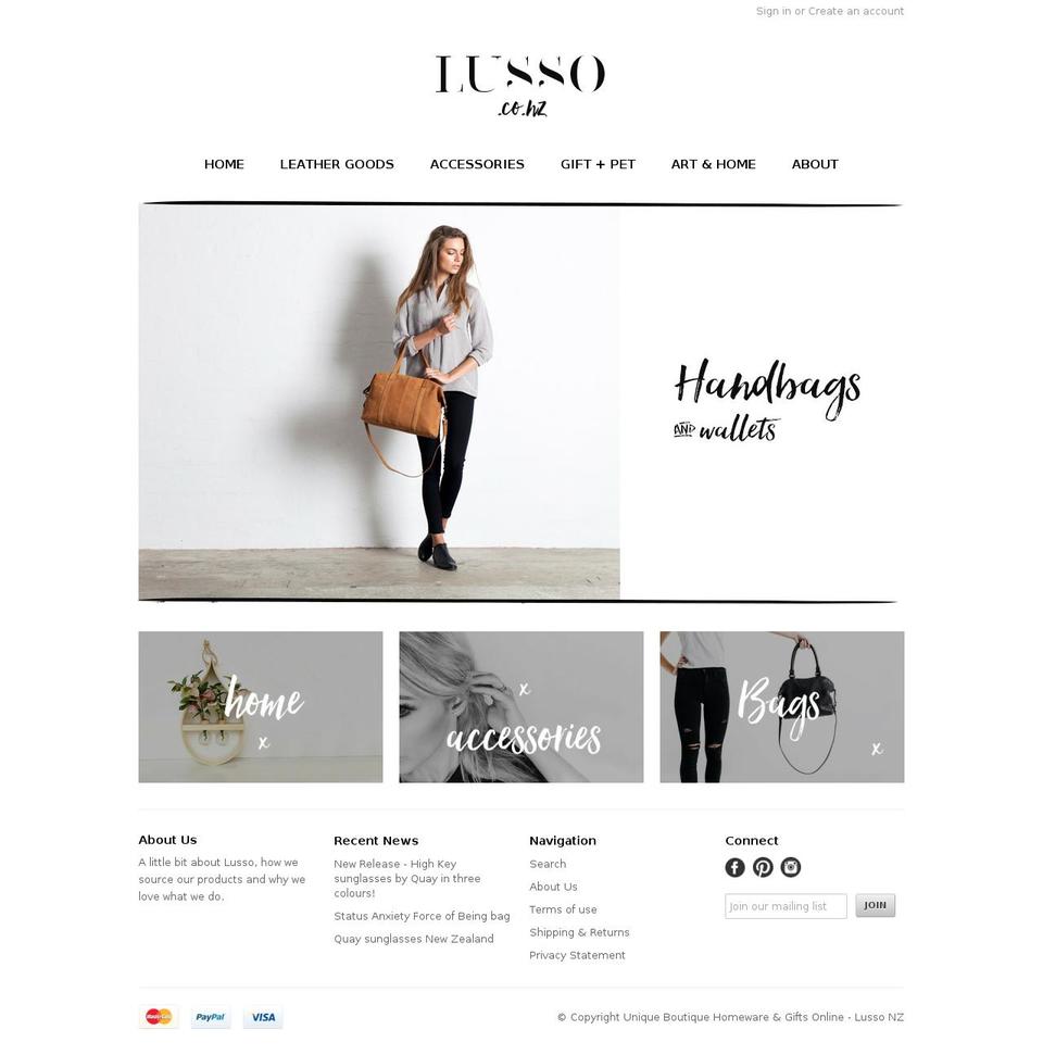Kingdom Shopify theme site example lusso.co.nz