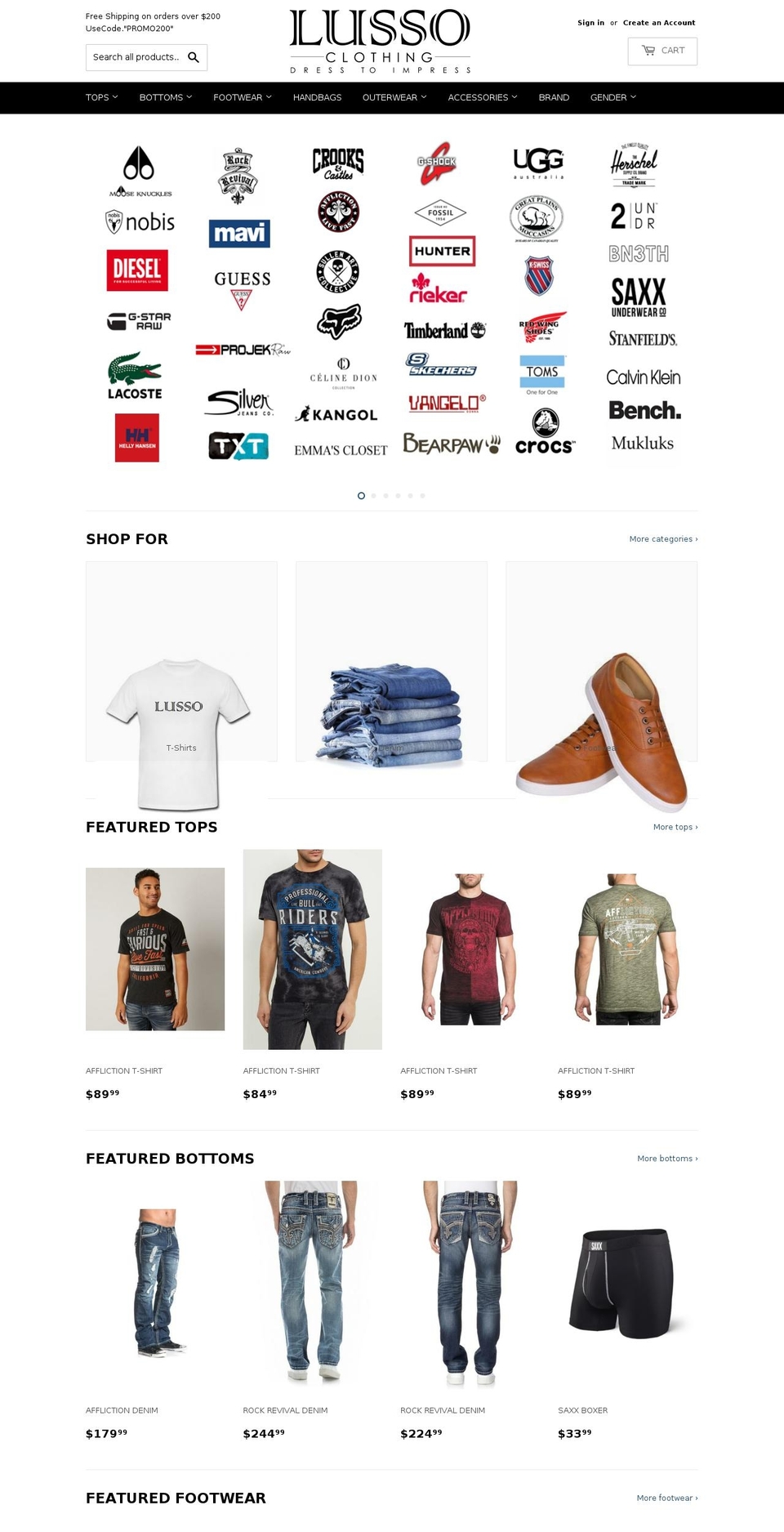 lussoclothing.com — Shopify storefront screenshot