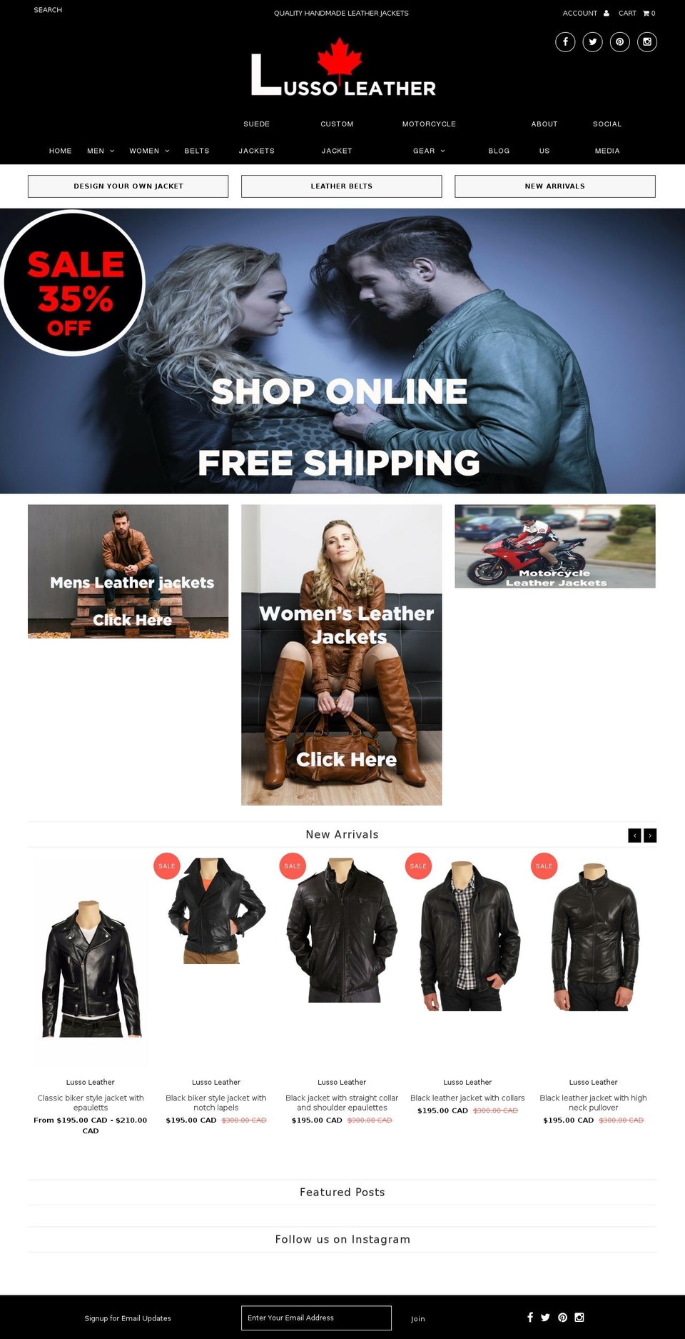 lussoleather.com shopify website screenshot