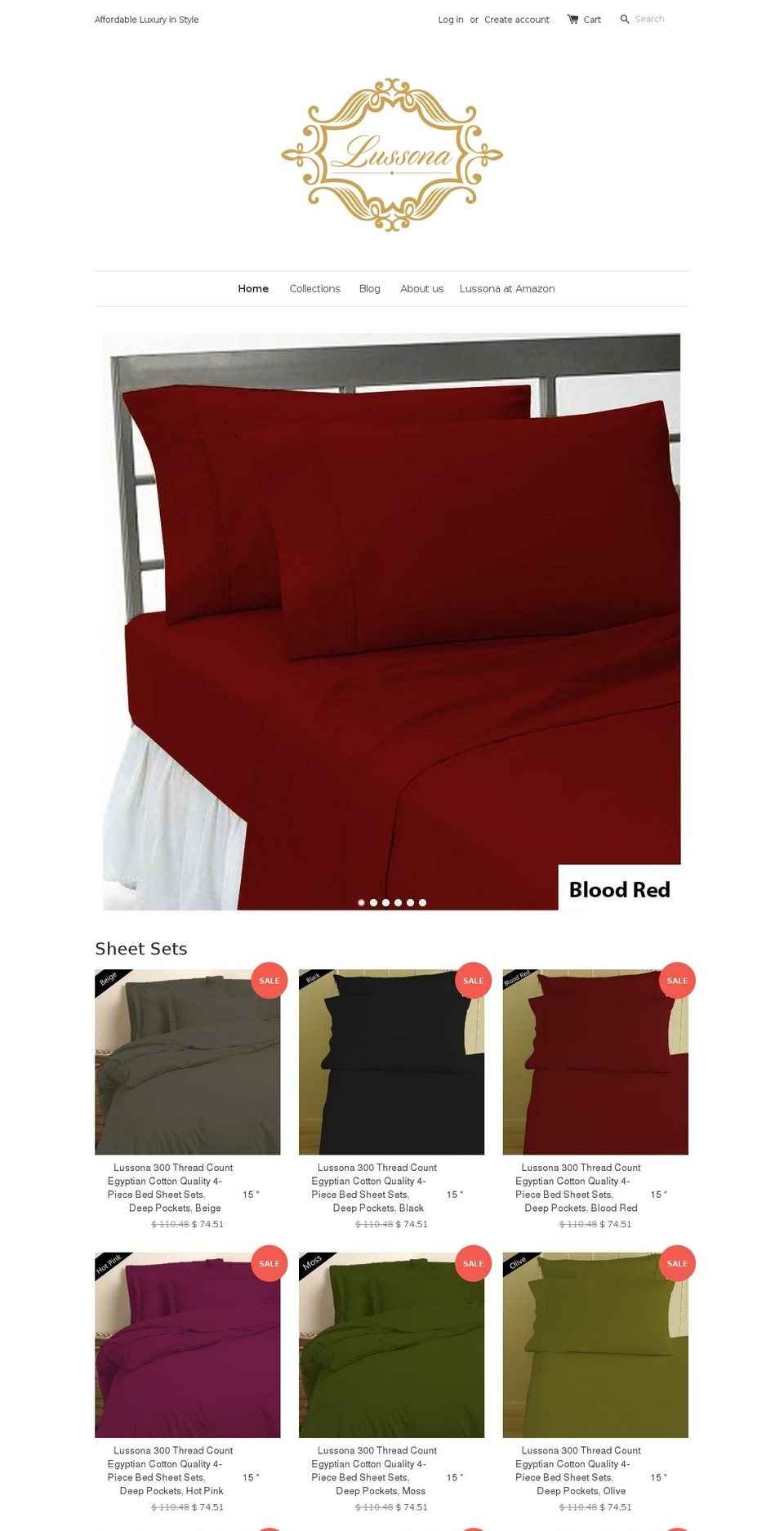 lussonacollections.com — Shopify storefront screenshot